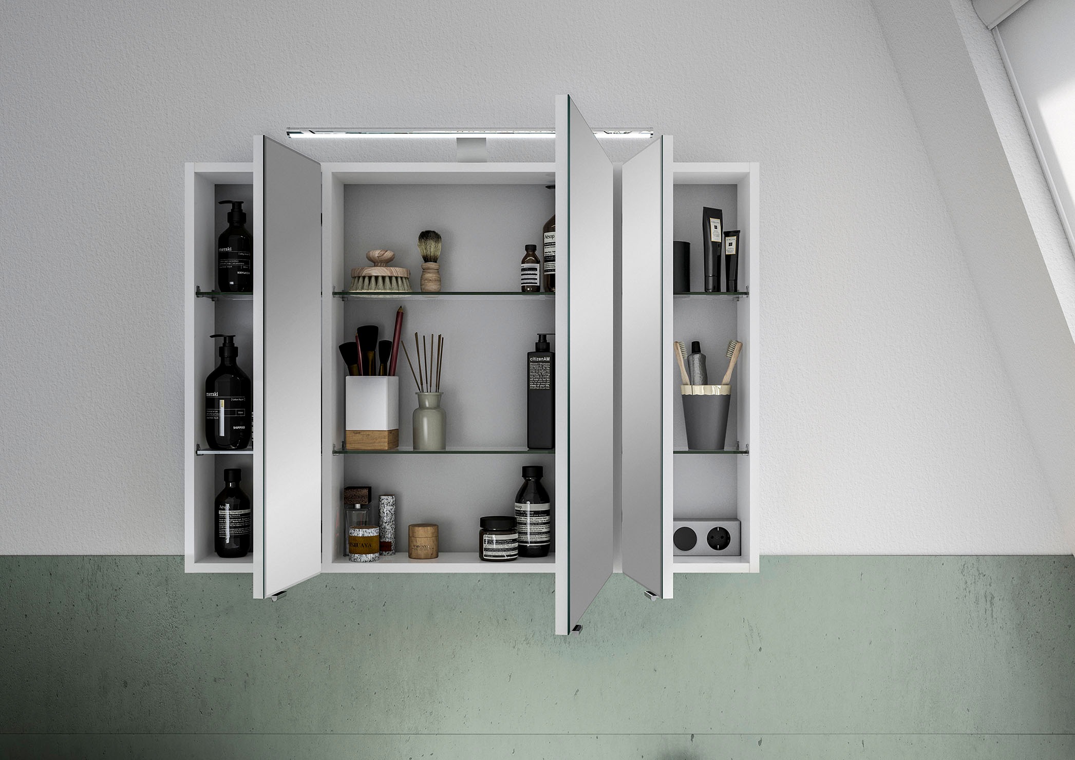 Saphir Badmöbel-Set »6005 Sprint 3-teilig, Keramik-Waschtisch mit LED-Spiegelschrank«, (4 St.), Unterschrank, inkl. Türdämpfer, 4 Türen, 3 Schubladen, Bad-Set