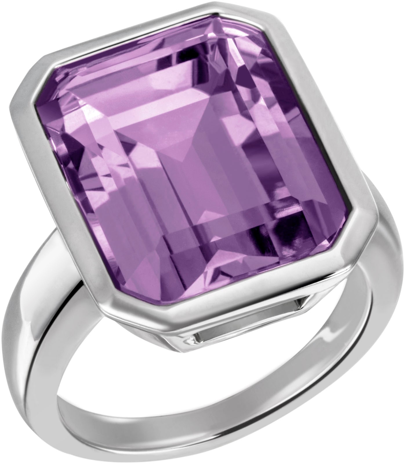 Firetti Fingerring »Schmuck Geschenk Silber 925 Silberring Ring Quadrat« mit Amethyst oder Topas