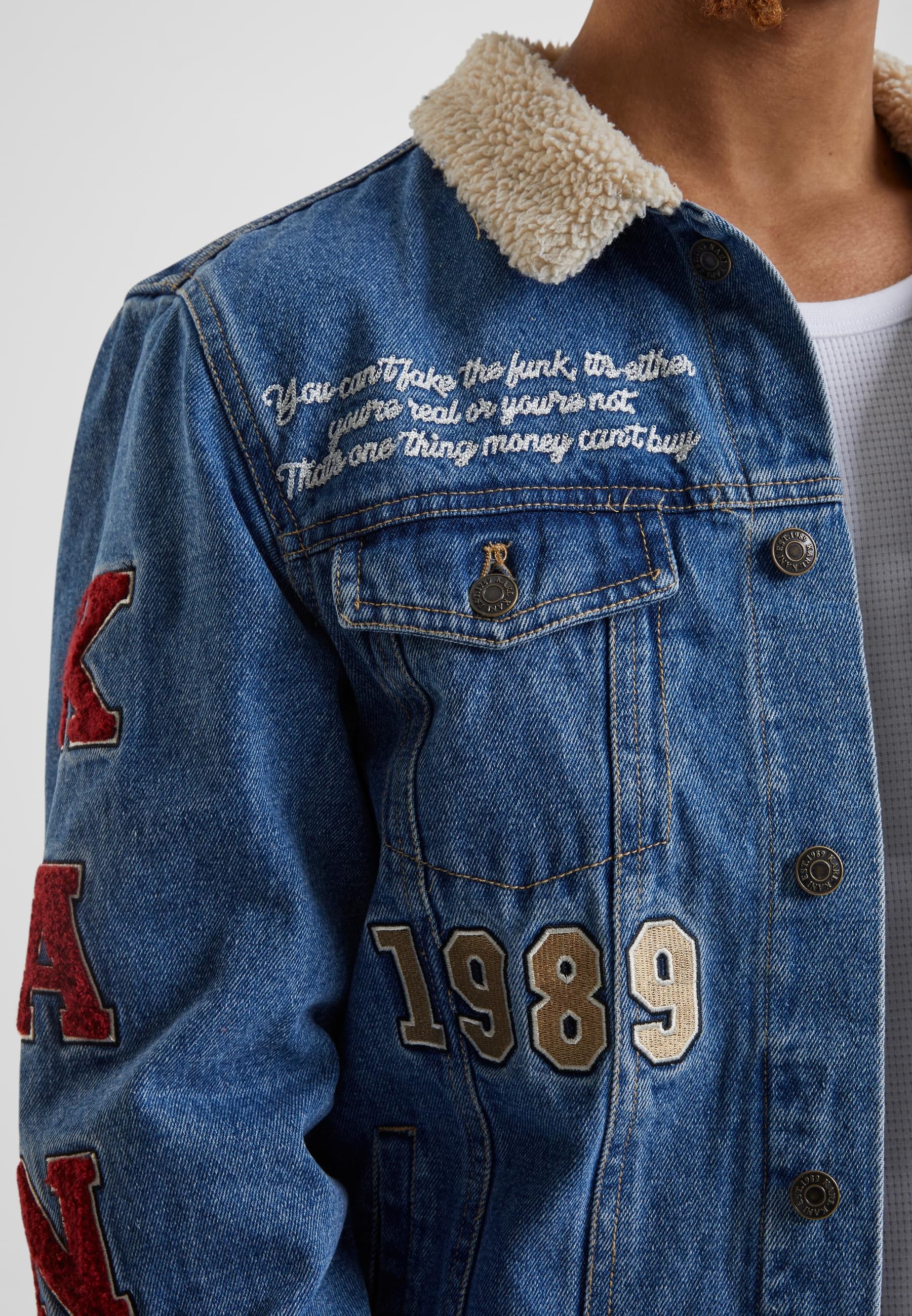 Karl Kani Jeansjacke »Karl Kani Herren KM224-030-1 KK OG Patched Denim Jacket« 1 Stk. tlg. ohne Kapuze