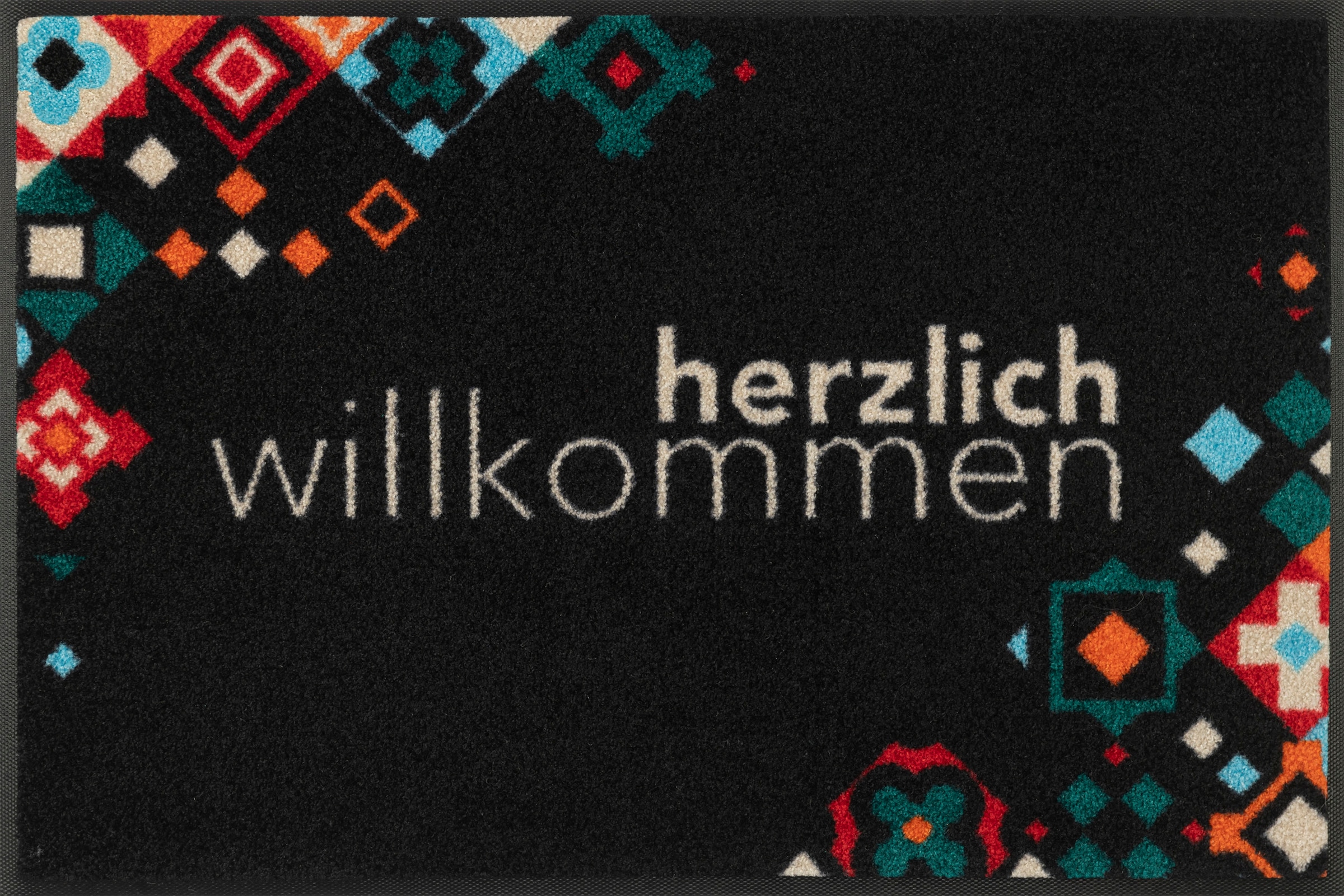 wash+dry by Kleen-Tex Fußmatte »Willkommen Mosaik bunt«, rechteckig, 7 mm Höhe