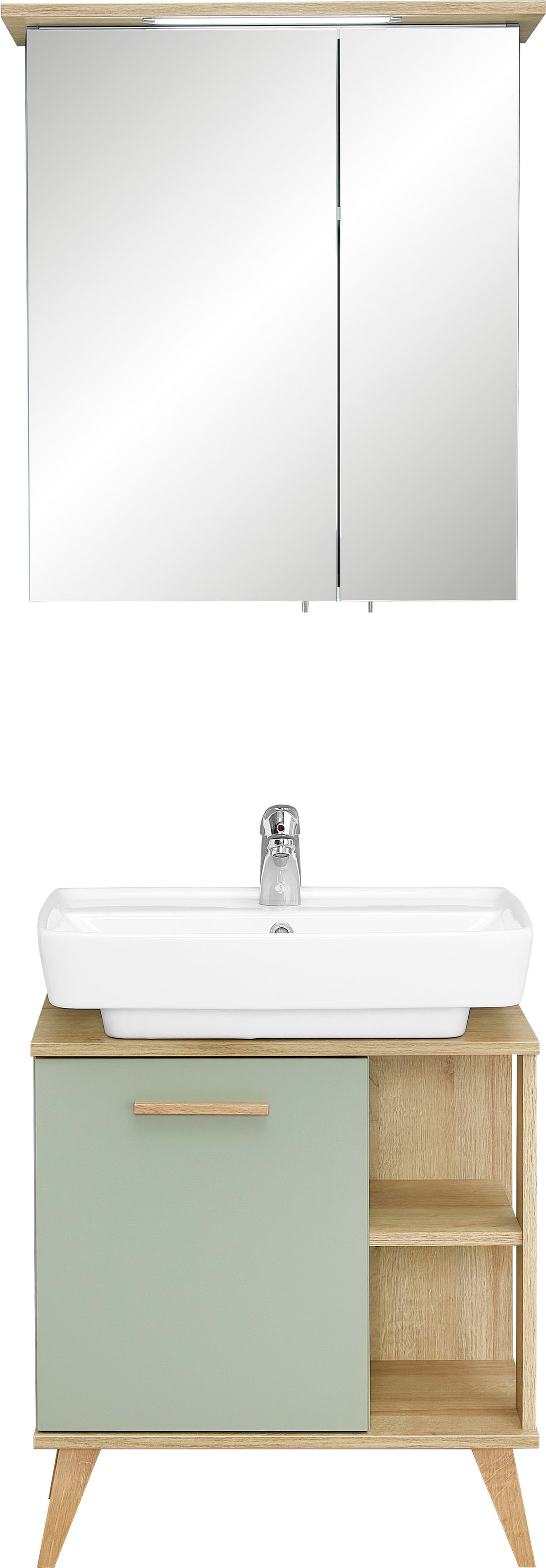 Saphir Badmöbel-Set »Quickset 2-teilig, Waschbeckenunterschrank mit LED-Spi günstig online kaufen