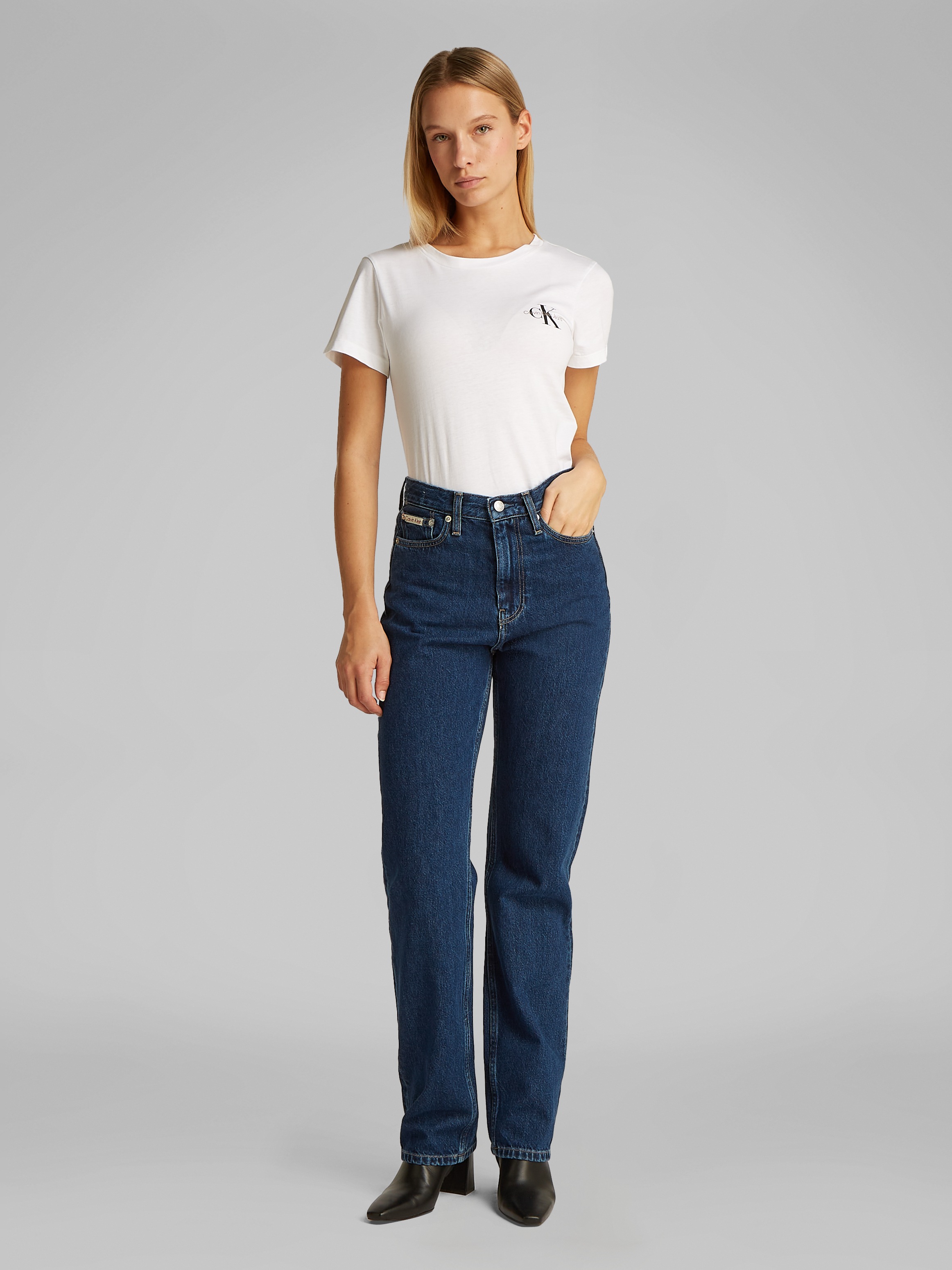Calvin Klein Jeans Rundhalsshirt »2-PACK MONOLOGO SLIM TEE«, (Packung, 2 tlg., 2er-Pack), mit Calvin Klein Jeans Logoprint auf der Brust