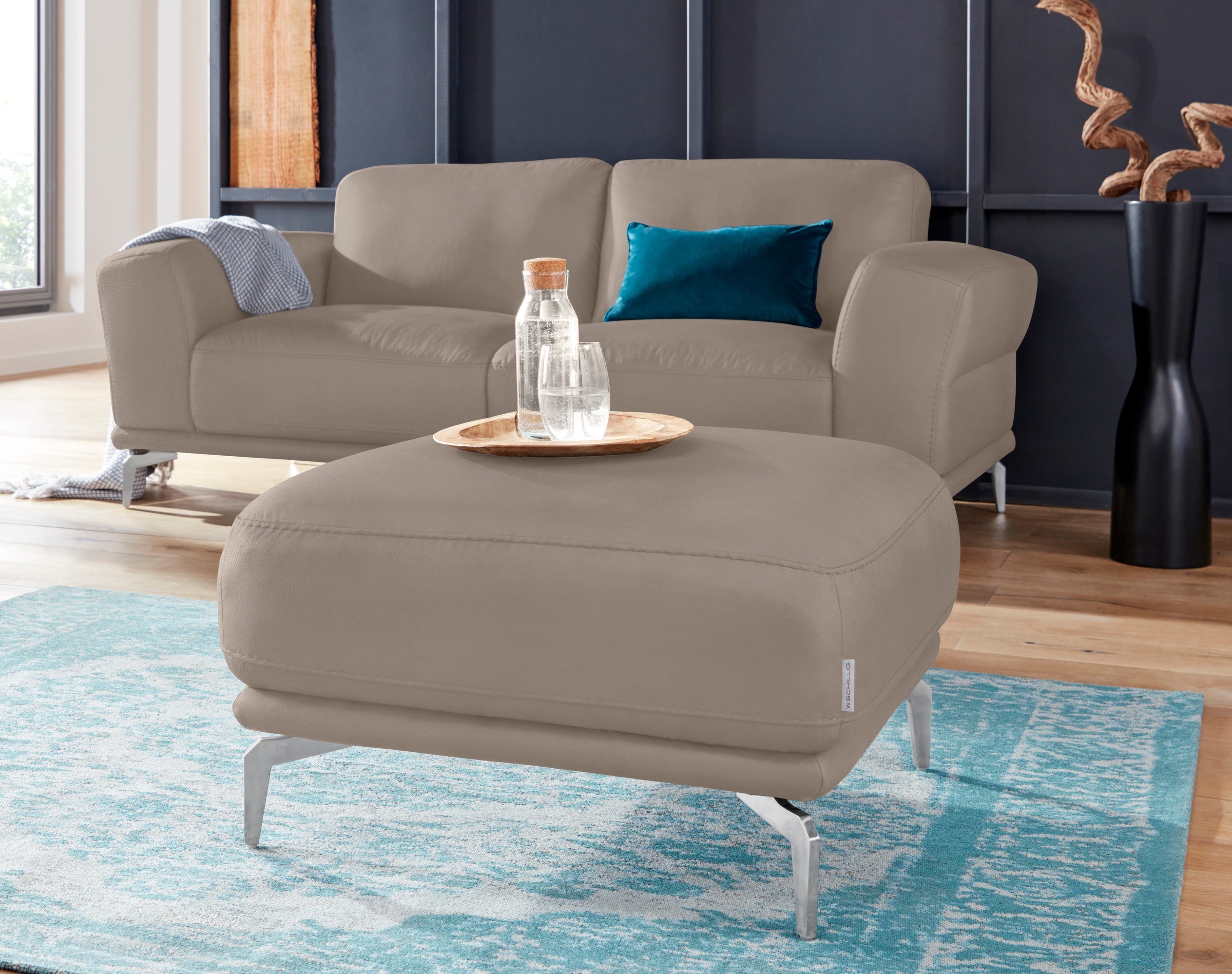W.SCHILLIG Hocker »montanaa«, mit Metallfüßen in Chrom glänzend, Breite 71 cm