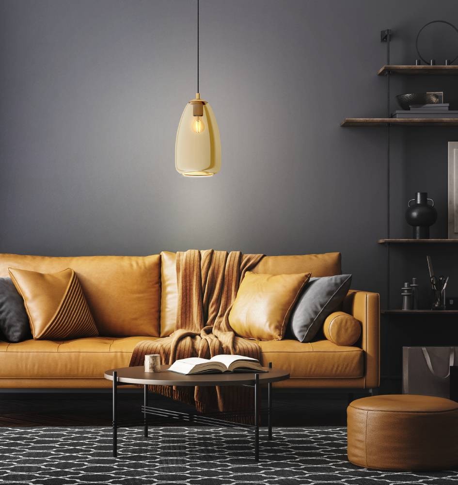 EGLO Hängeleuchte »ALOBRASE Pendellampe, Stahl und Glas, Esstischlampe, E27, IP20, Lampe«, 1 flammig, Leuchtmittel E27 | ohne Leuchtmittel, Elegante Hängelampe für Esszimmer, Küche oder Wohnzimmer