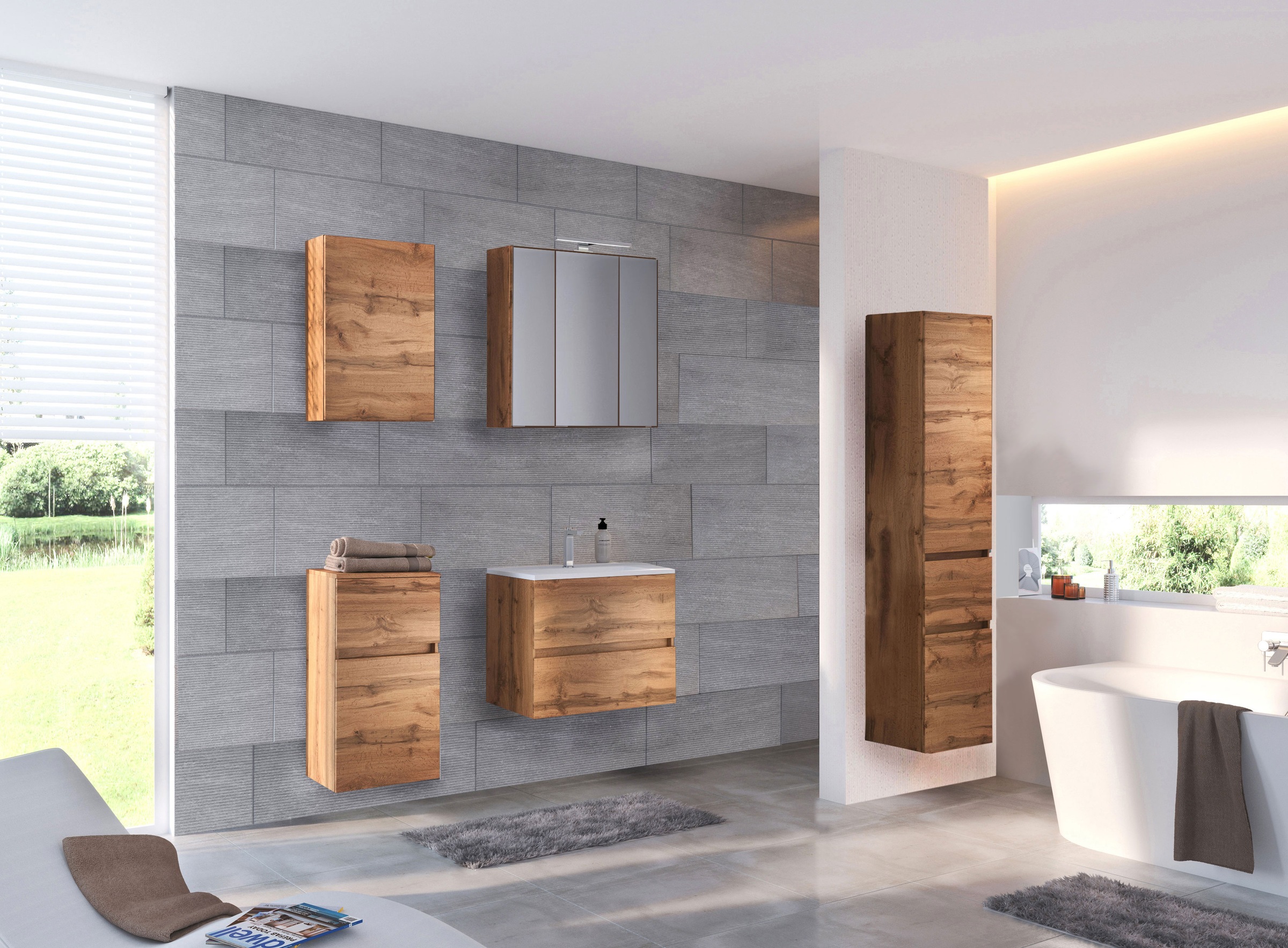 welltime Badmöbel-Set »Welltime Möbel Baabe Waschtisch-Set 3tlg. oder 5tlg. günstig online kaufen