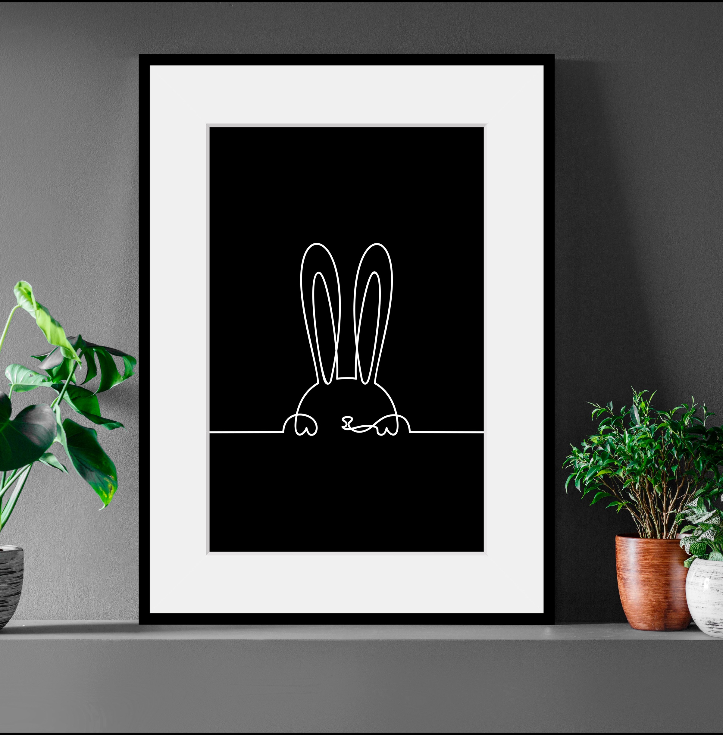 queence Bild »Felix«, Schwarz-Weiß-Hase-Kunst-Modern-Hasen-Haustiere, (1 St günstig online kaufen