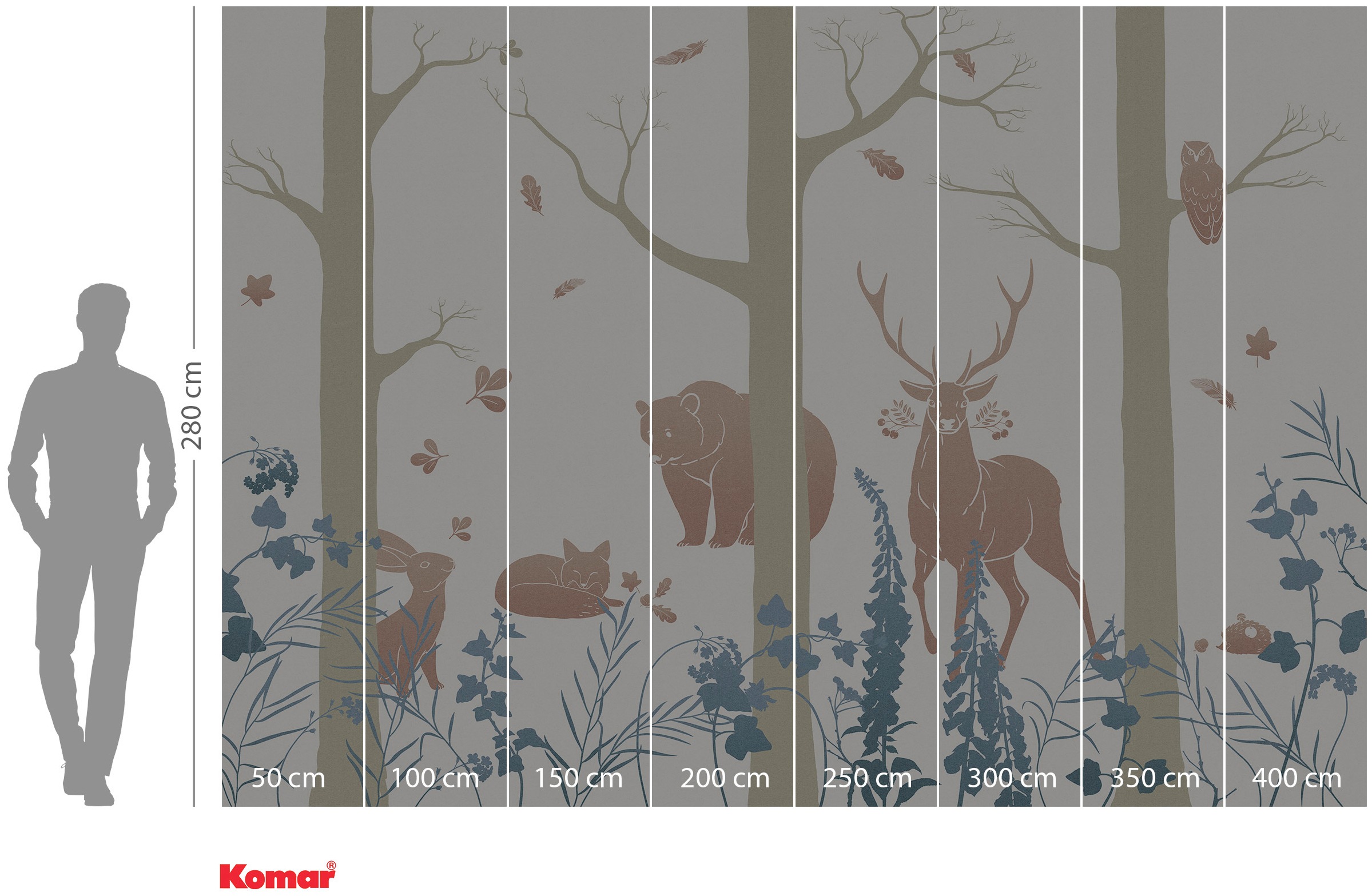Komar Vliestapete »Digitaldruck Vlies -  Forest Animals - Größe 400 x 280 cm« bedruckt glatt Wohnzimmer, Schlafzimmer