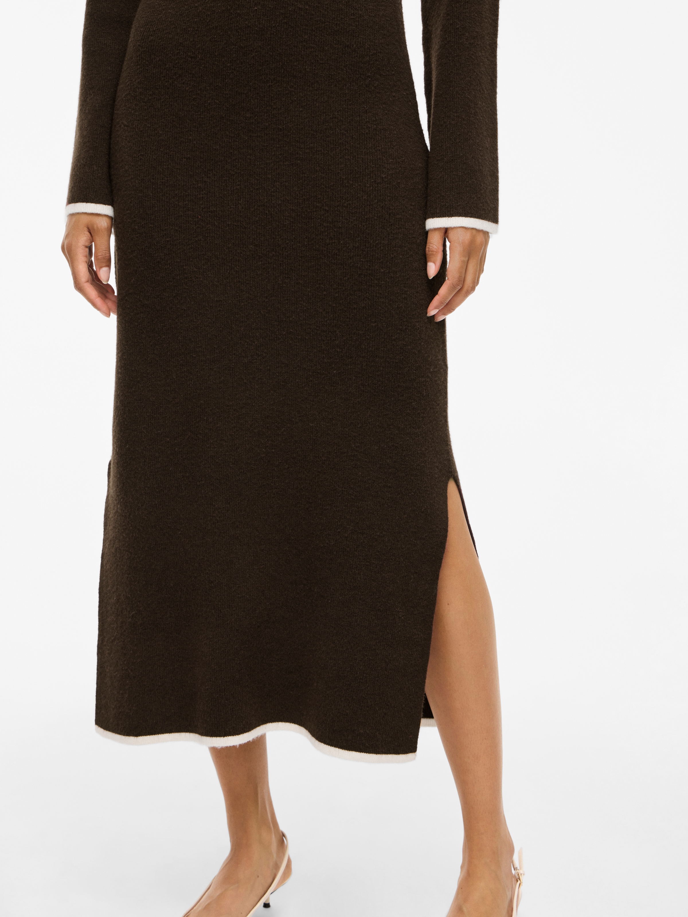 Vila Strickkleid »VIKERRY O-NECK L/S KNIT MAXI DRESS-NOOS« Materialmix, regular fit