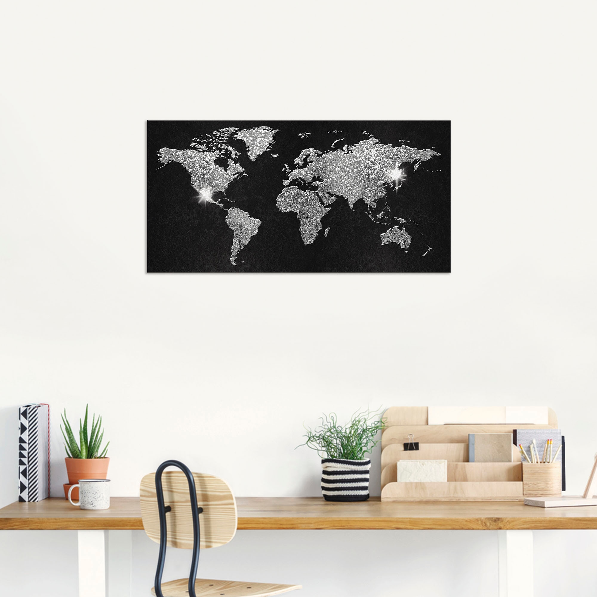 Artland Wandbild »Weltkarte Glitzer«, Land- & Weltkarten, (1 St.), als Alubild, Outdoorbild, Leinwandbild, Poster, Wandaufkleber