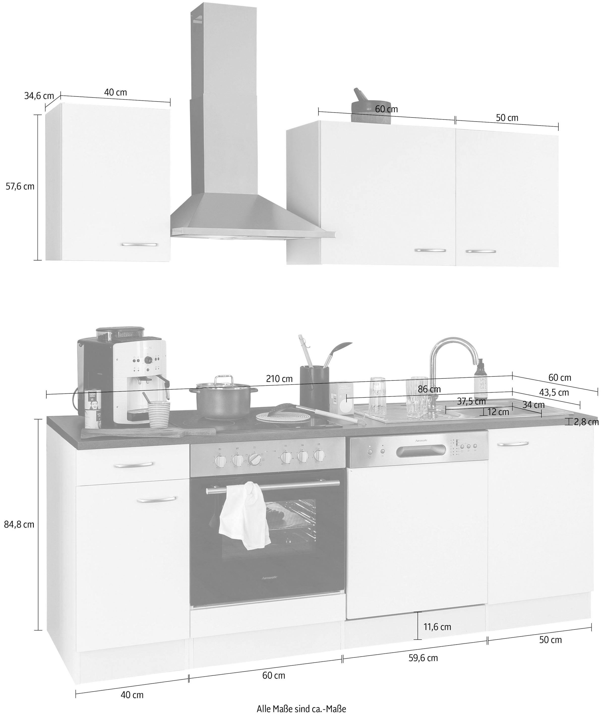 OPTIFIT Küchenzeile »Parare«, ohne E-Geräte, Breite 210 cm