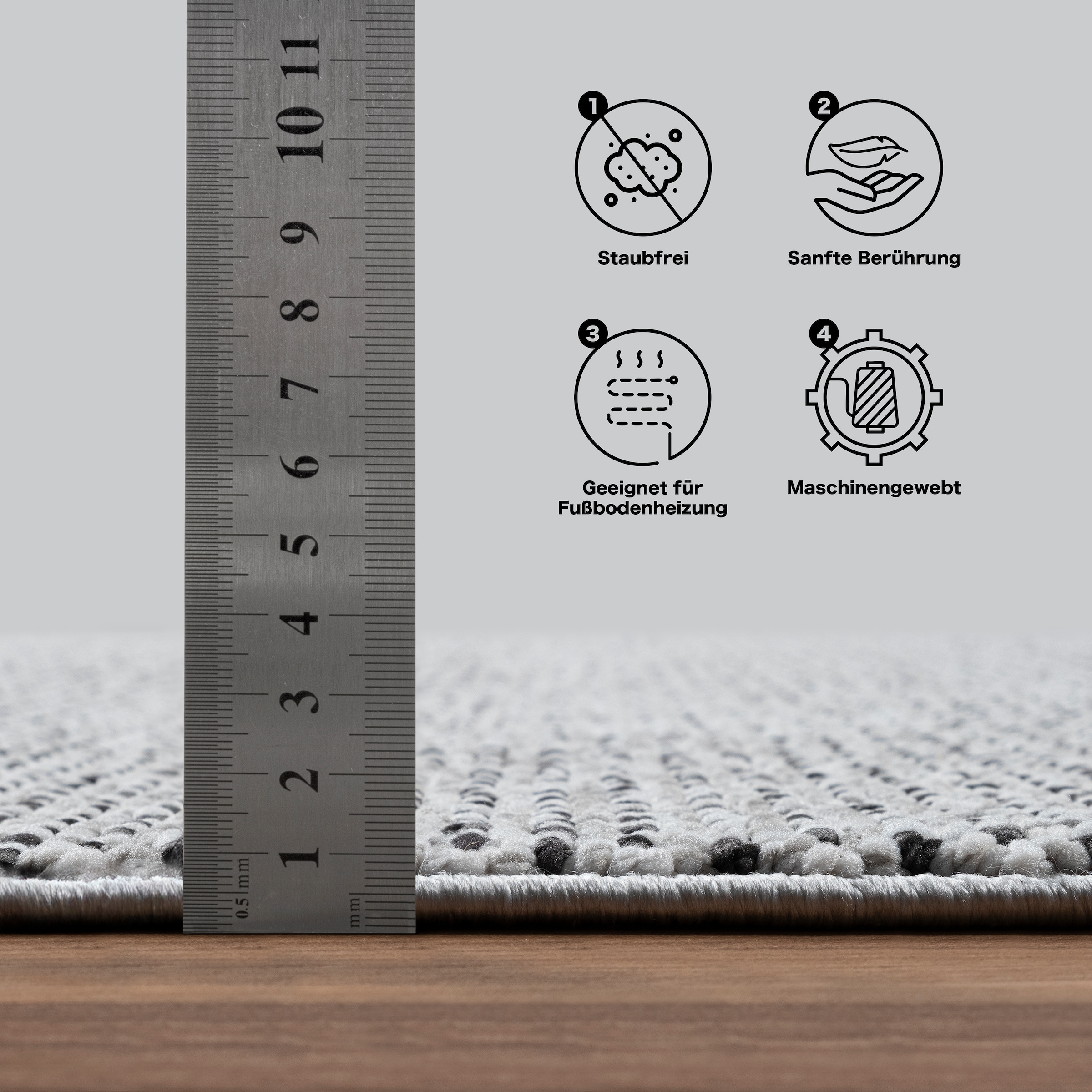 Sanat Teppich »Lora Plus, auch als Läufer«, rechteckig, 5 mm Höhe, Kurzflor, uni, gekettelt, Wohnzimmer, Kinderzimmer