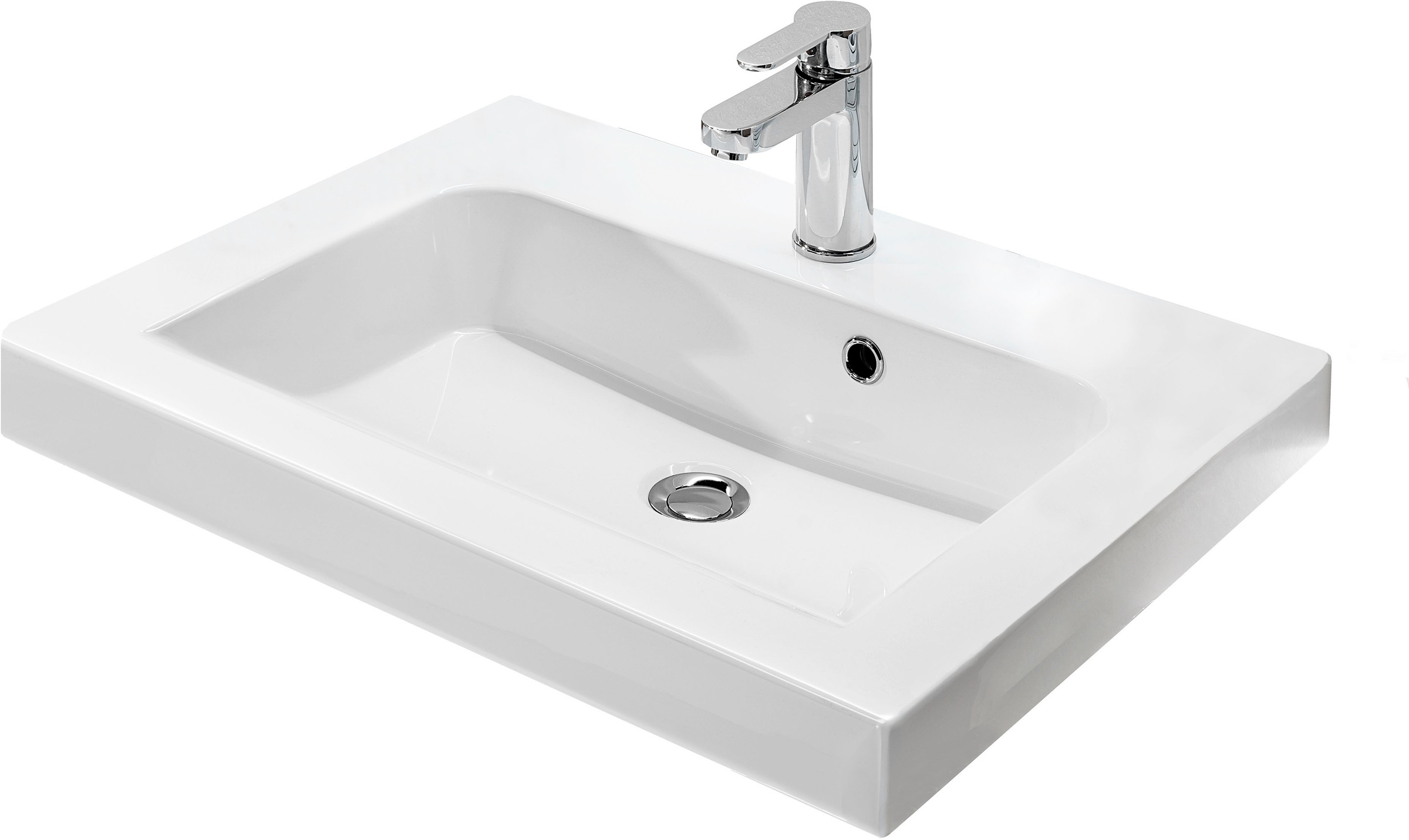 Saphir Badmöbel-Set »Balto 2-teilig Mineralmarmor-Waschtisch mit LED-Spiegel, Waschplatz«, (2 St.), 64,4 cm breit, mit 2 Schubladen, Badschrank inkl. Schubladendämpfer
