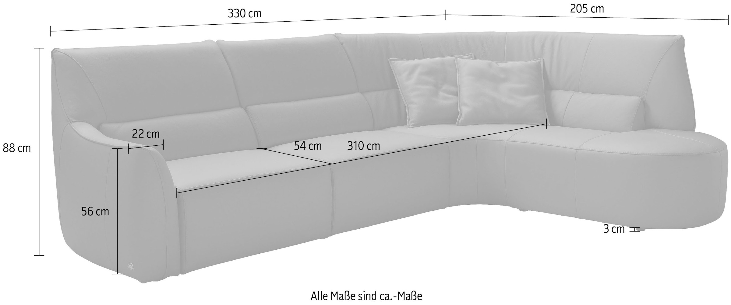 Egoitaliano Ecksofa »Puffy, extravagant & edel, Retro Designsofa, hoher Sitzkomfort, L-Form« mit Ottomane, wahlweise mit und ohne elektrischer Relaxfunktion
