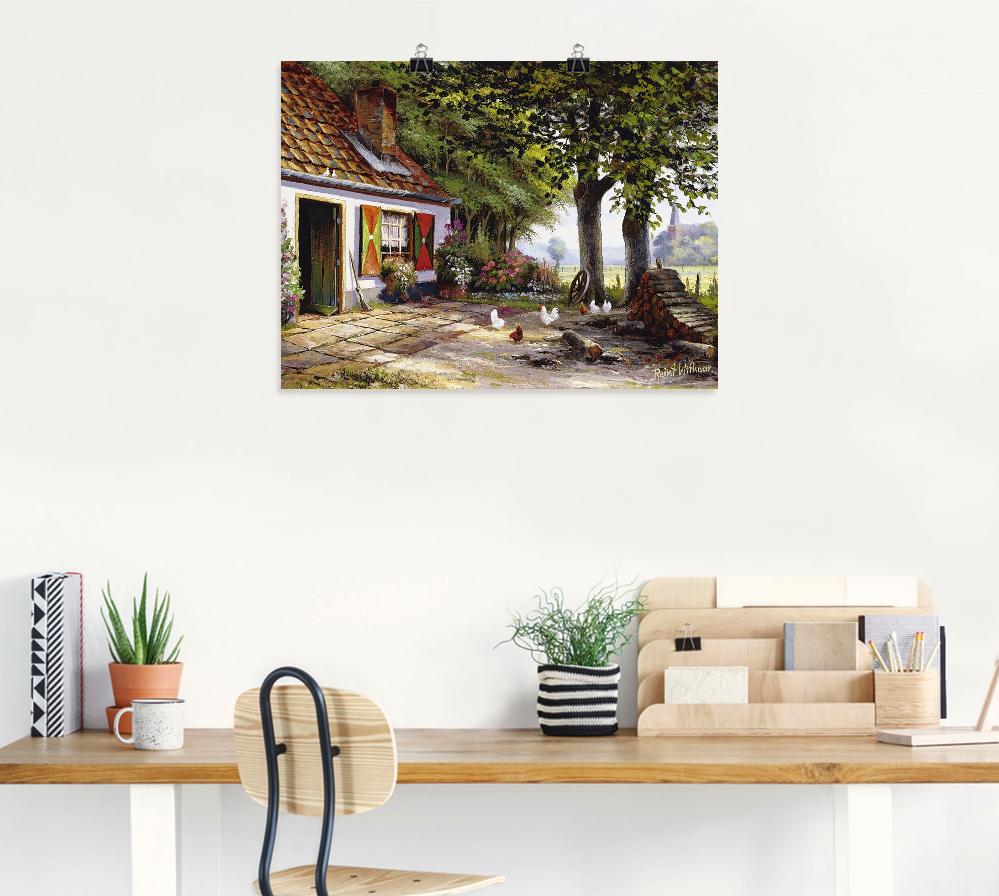 Artland Wandbild »Hühner auf dem Hof«, Garten, (1 St.), als Leinwandbild, Poster in verschied. Größen