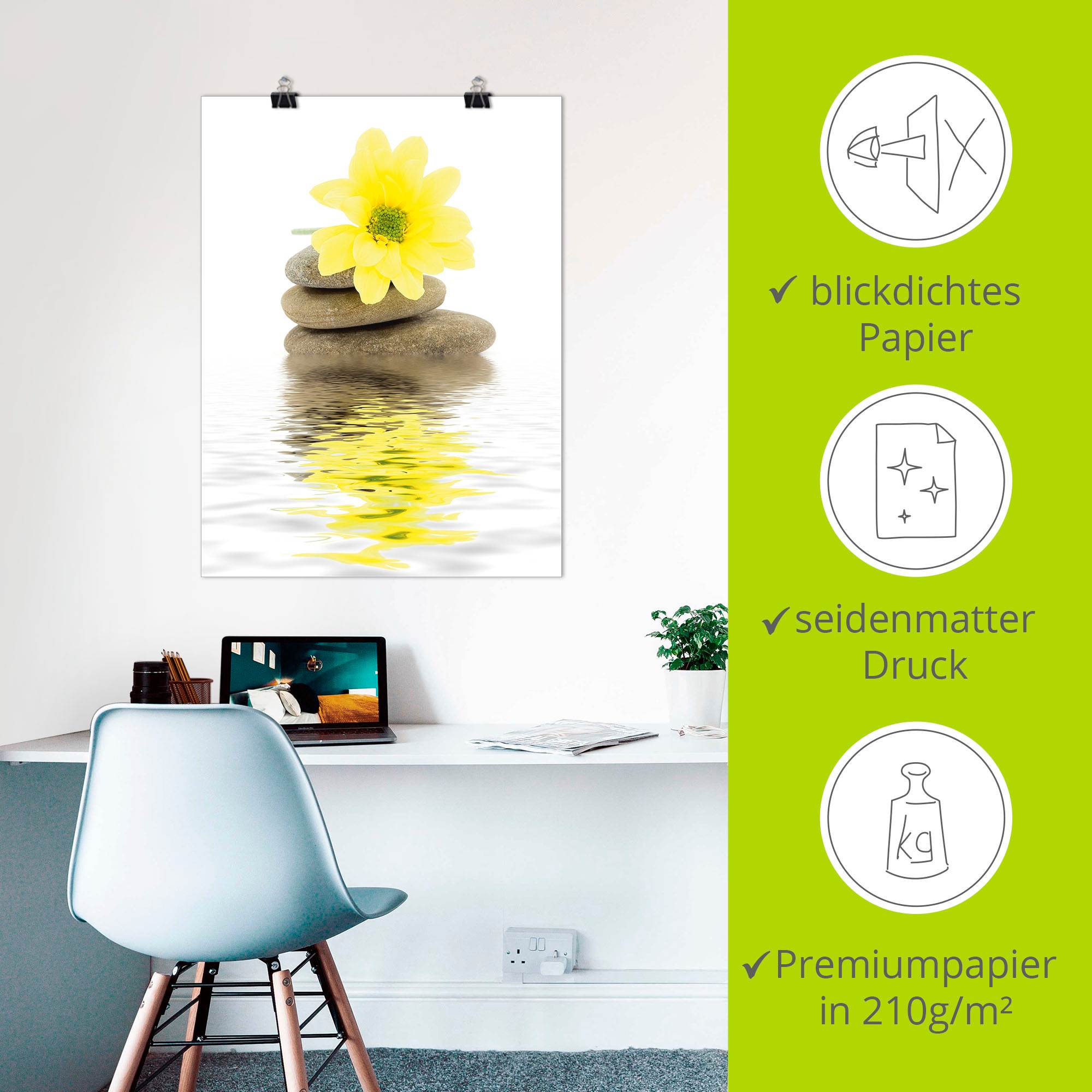 Artland Wandbild »Zen Spa Steine mit Blumen II« Zen 1 Stk. tlg. als Leinwandbild, Poster in verschied. Größen