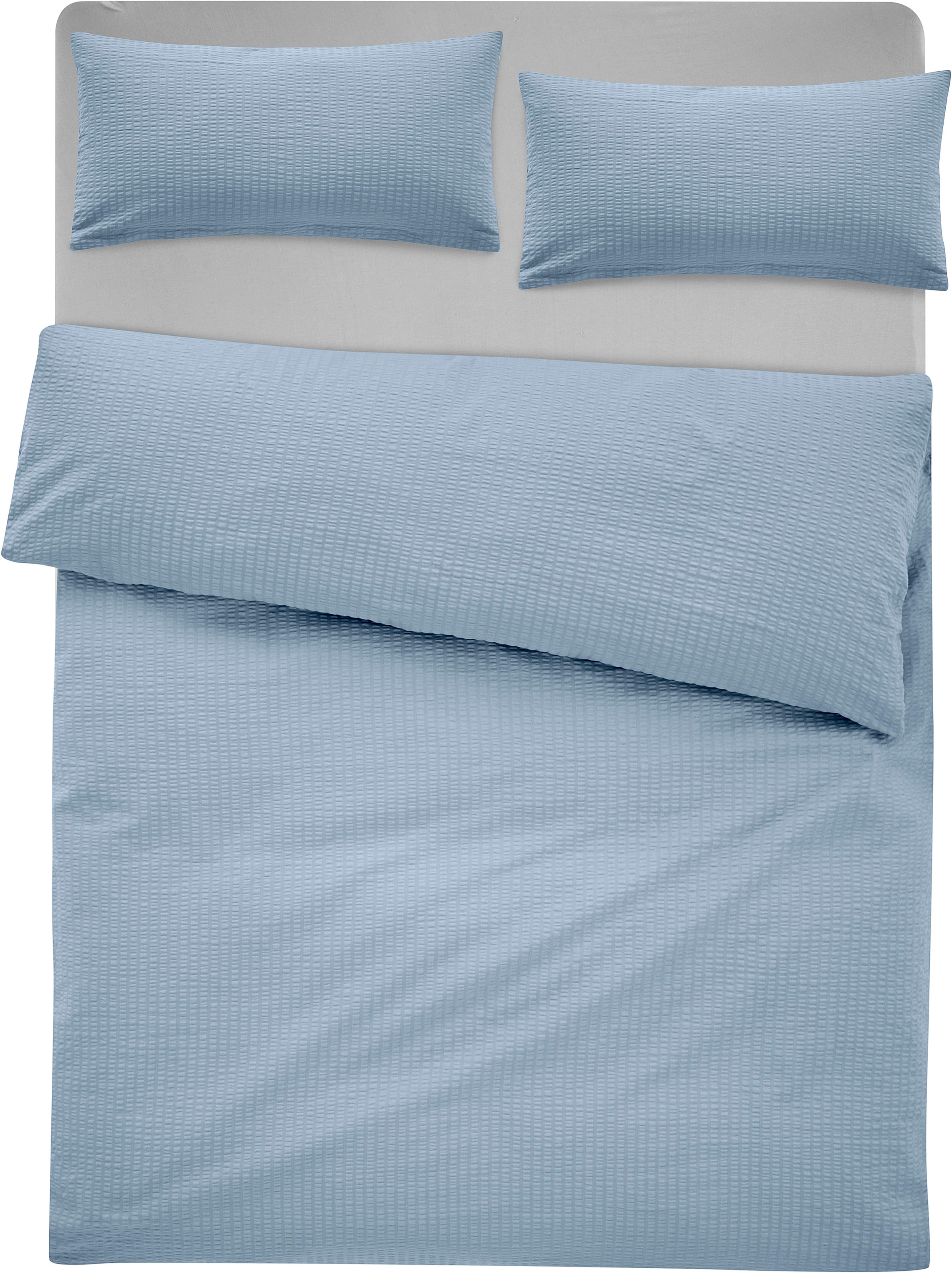 andas Bettwäsche »Sari2 in Gr. 135x200 oder 155x220 cm«, aus Baumwolle, uni Bettwäsche in Seersucker Qualität ideal für Sommer