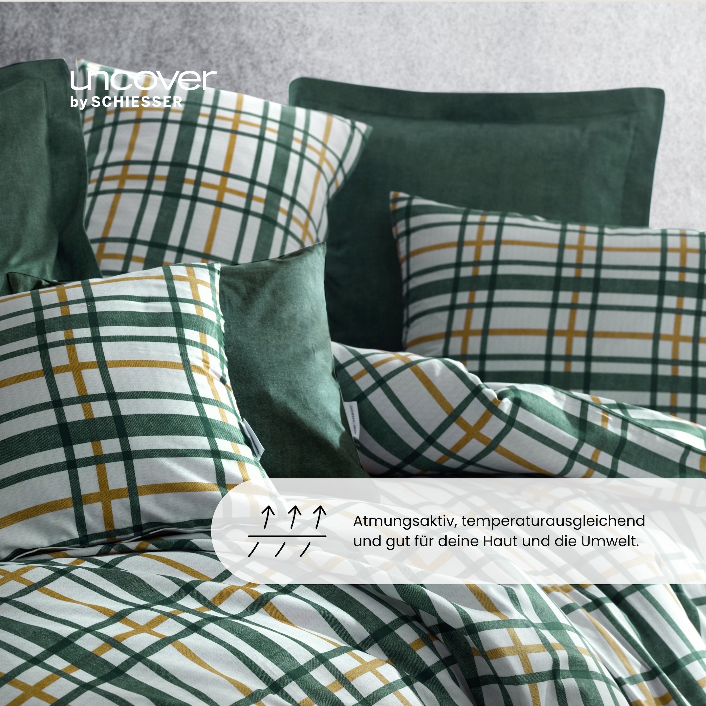 uncover by SCHIESSER Bettwäsche »Maxim aus edlem Baumwollsatin, 135x200cm + 80x80cm«, Made in Green