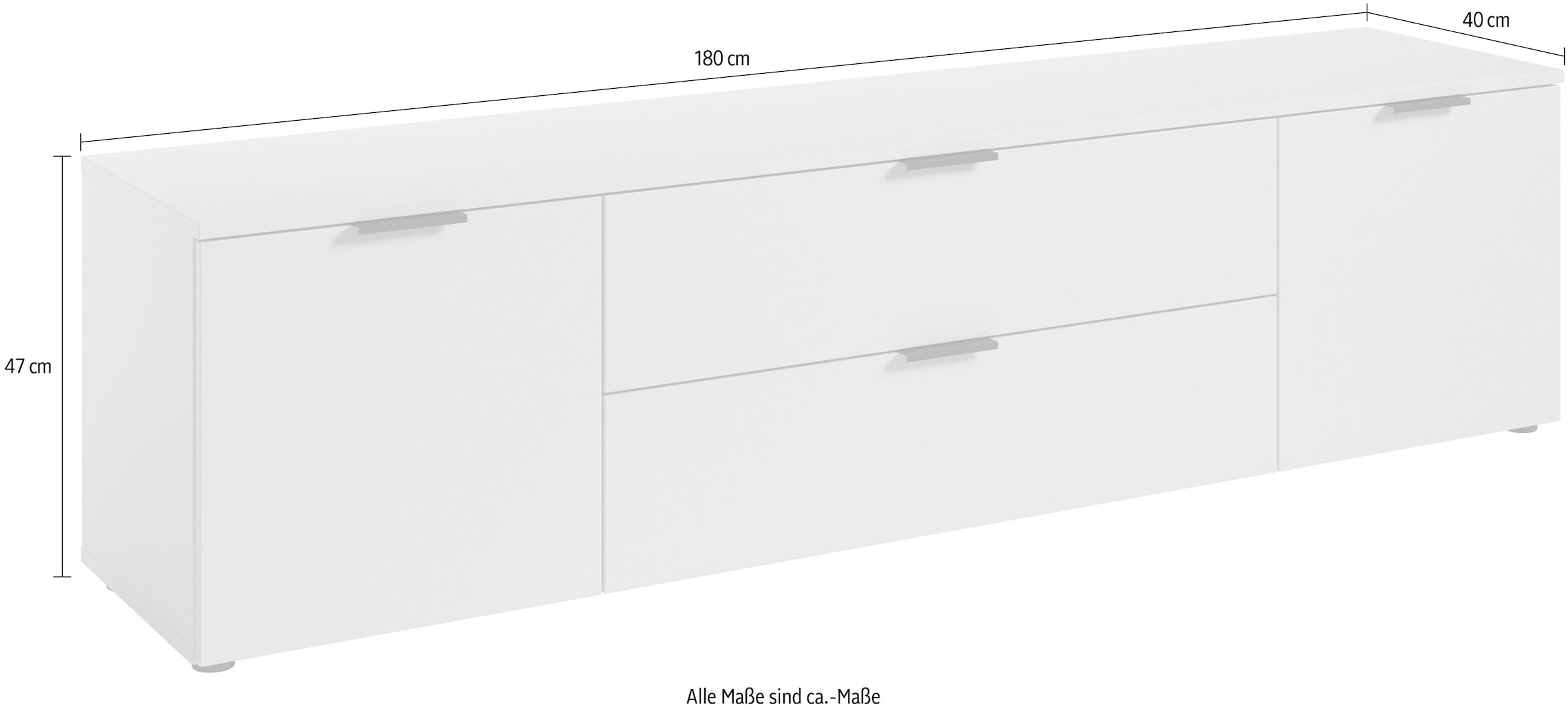 HBZ Lowboard »Linz TV-Unterschrank, BxHxT 180x47x40cm«, (1 St.), Breite 180cm,Lip-Griff, Melaminbeschichtung