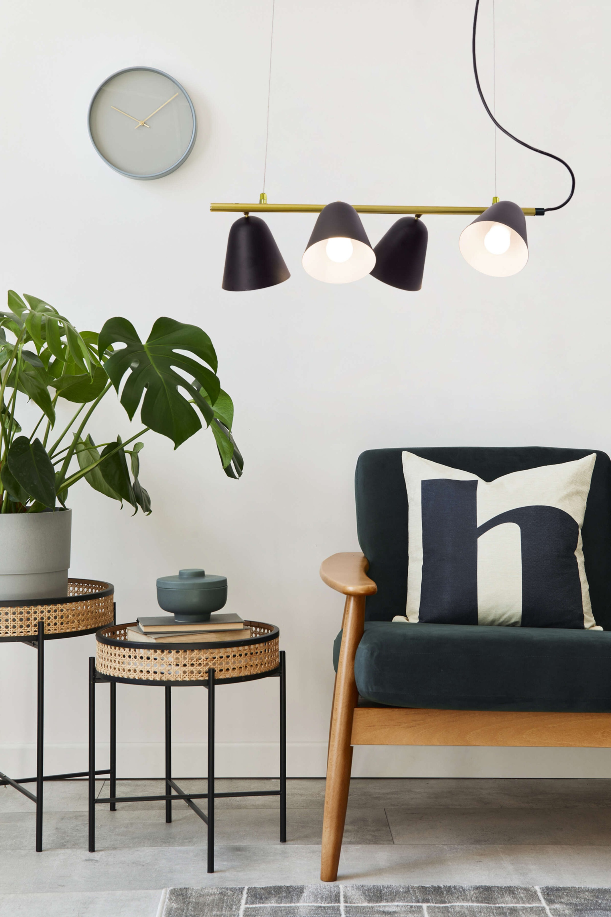 näve Pendelleuchte »Triton« E14 1 Stk. 4er, Schirme außen schwarz innen wei günstig online kaufen