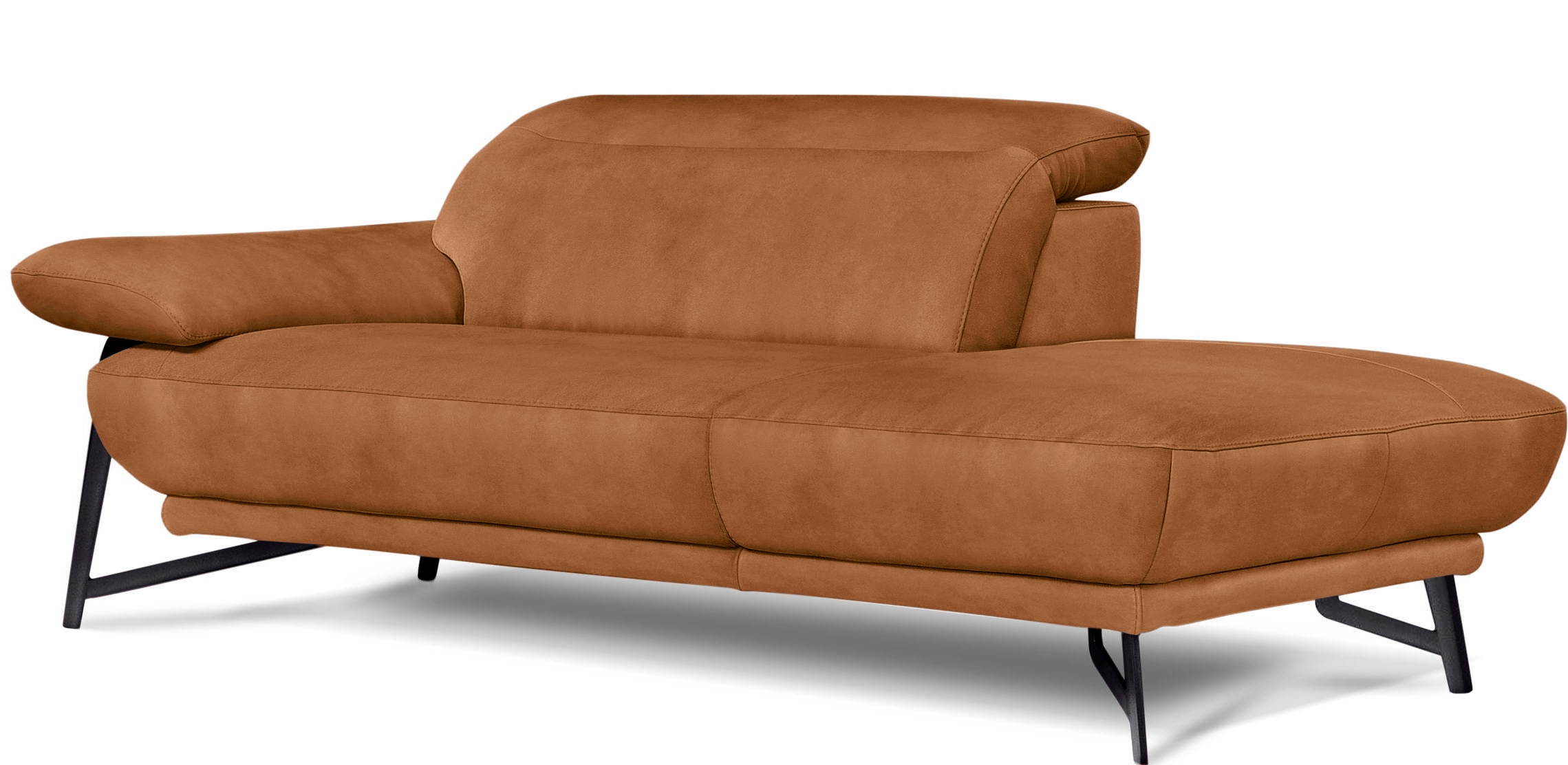 Egoitaliano Ottomane »Anais, erstklassiges Designsofa, Breite 179 cm, Fußfarbe schattengrau«, Kopfteil verstellbar, Luxus-Microfaser Lederoptik, brandy