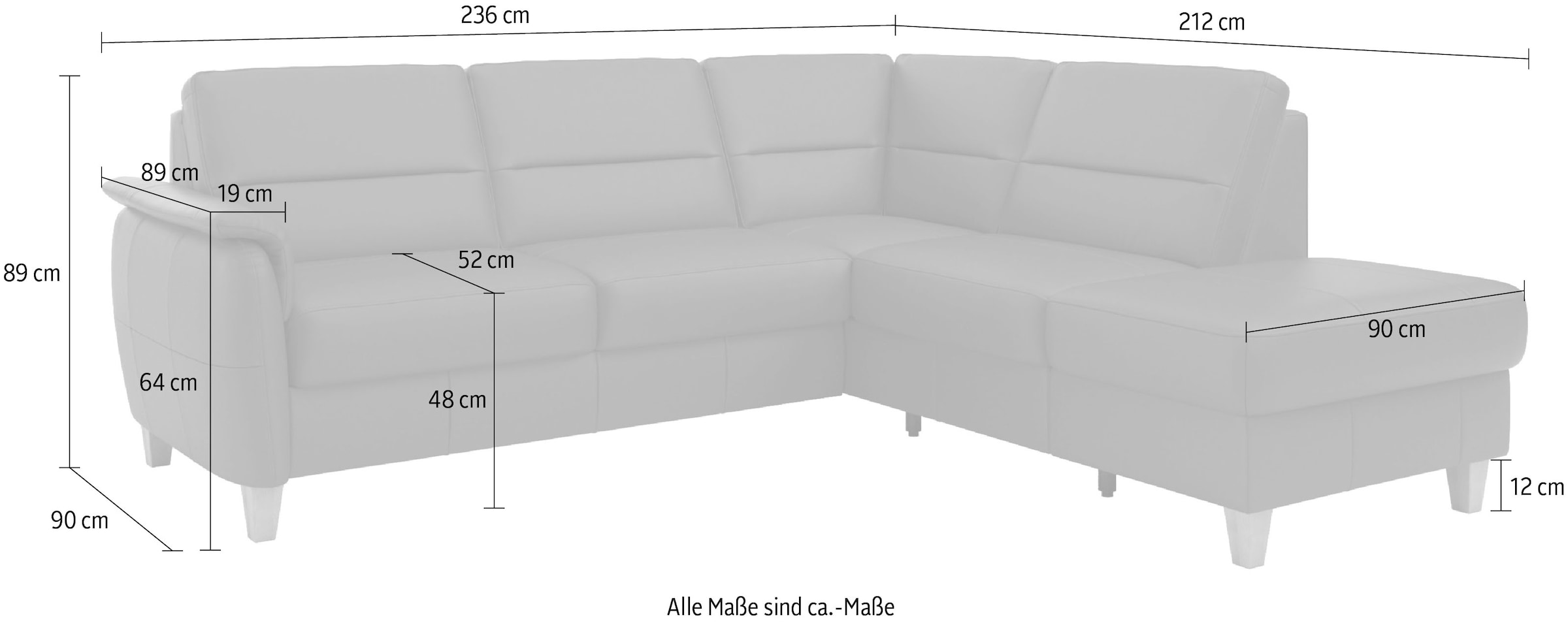Home affaire Ecksofa »Palmera L-Form«, Federkern, wahlweise mit Bettfunktion und mit/ohne Stauraum