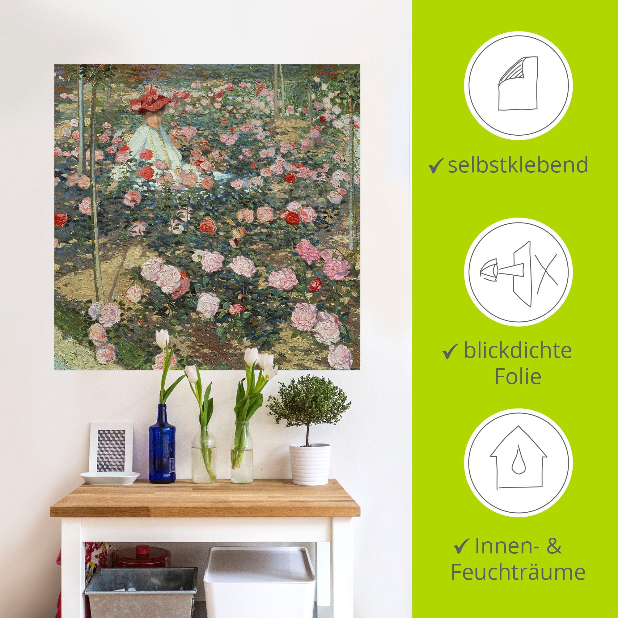 Artland Wandbild »Mrs Ojetti im Rosen Garten«, Gartenbilder, (1 St.), als Alubild, Leinwandbild, Wandaufkleber oder Poster in versch. Größen