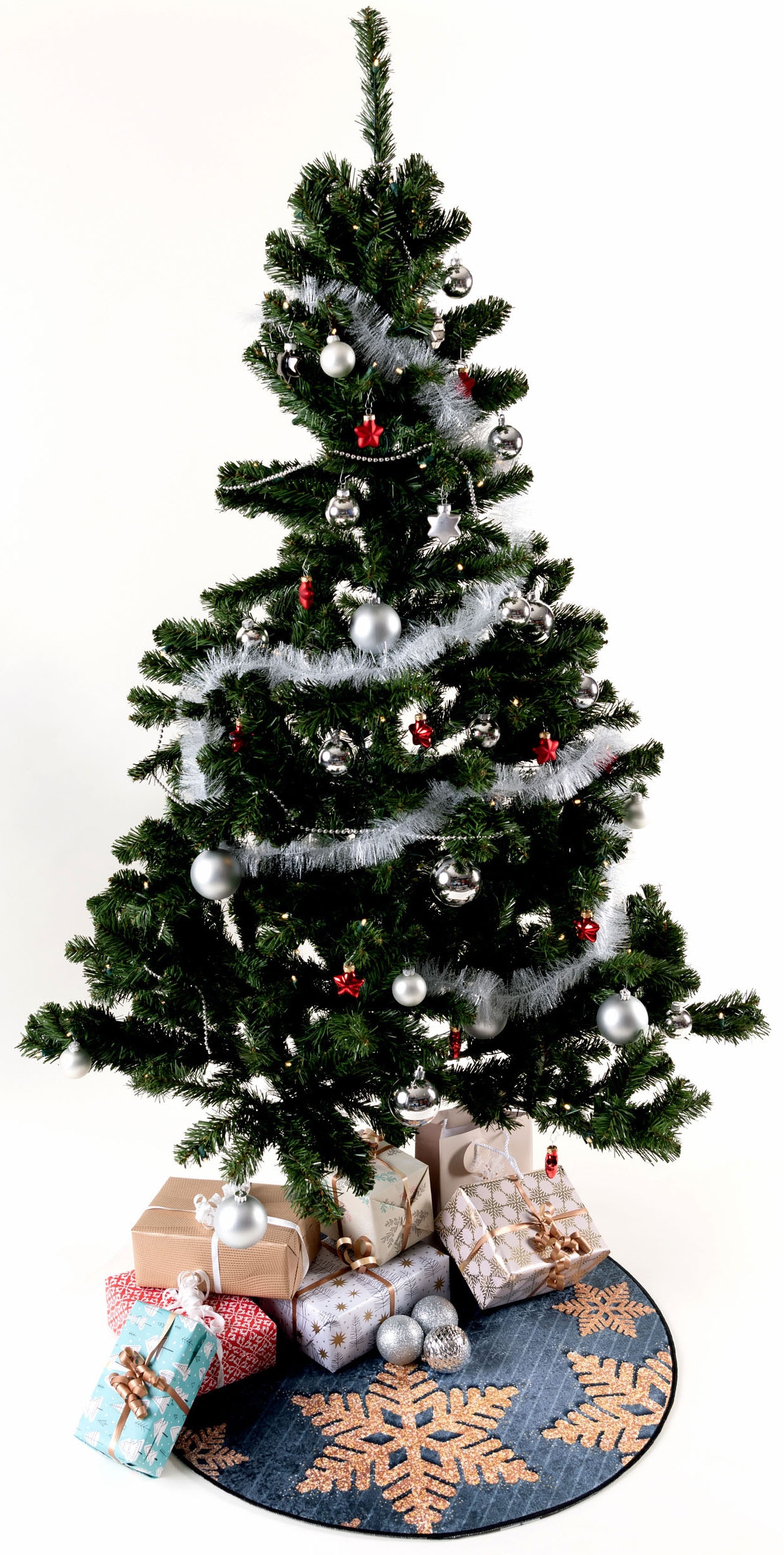 Sehrazat Teppich »Christmas 1227«, rund, 5 mm Höhe, Weihnachten, waschbar, Unterlage Weihnachtsbaum