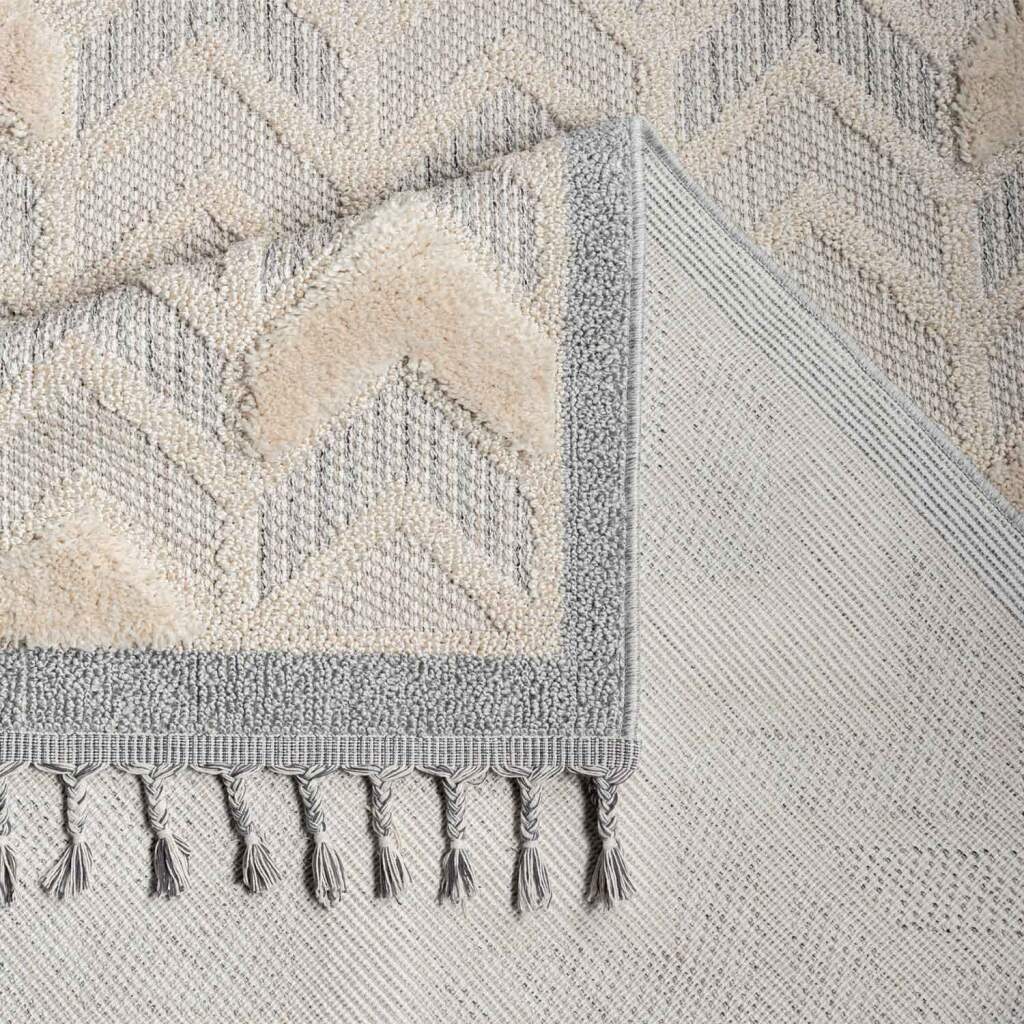 Carpet City Hochflor-Teppich »VALENCIA 920«, rechteckig, 20 mm Höhe, Läufer, Boho-Stil, Hochtief-Muster/ 3D-Effekt, mit Fransen