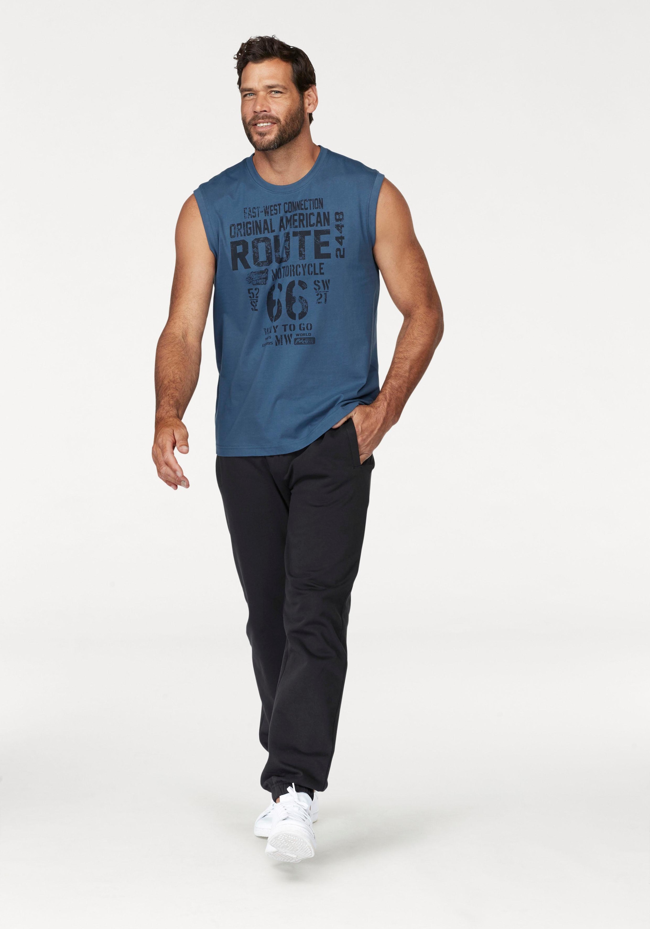 Man's World Muscleshirt, (2er-Pack), ärmellos, bedruckt, Rundhalsausschnitt, aus 100% Baumwolle