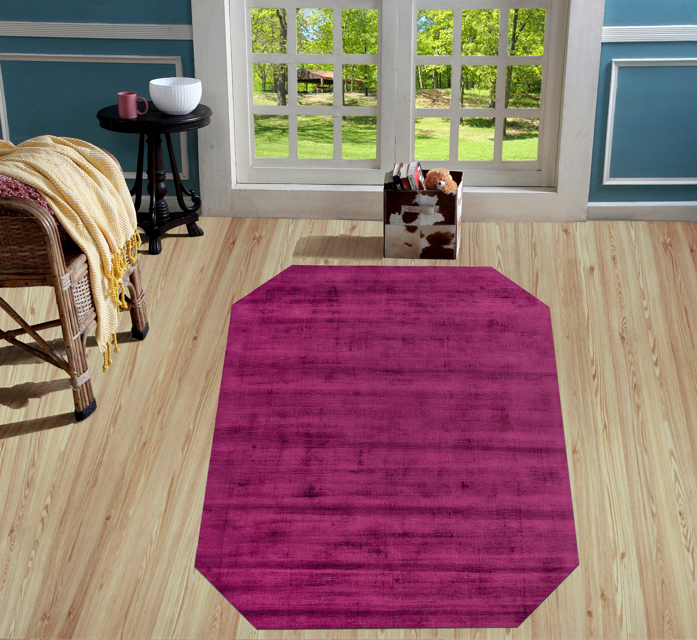 my home Teppich »Shirley, handgewebter Viskose Teppich, farblich changierend«, achteckig, Handweb Teppiche, Wohnzimmer, Schlafzimmer, Esszimmer