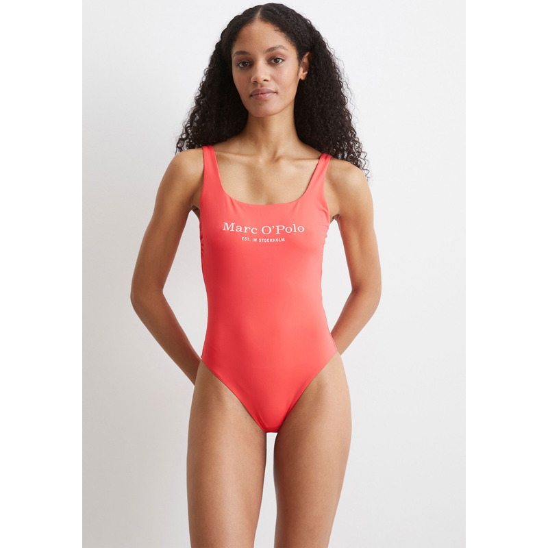 MARC O'POLO Badeanzug schnelltrocknend, tiefer Rücken, Logoschriftzug sunset coral M - N-Gr N-Gr M Damenbadeanzug von Marc O'Polo