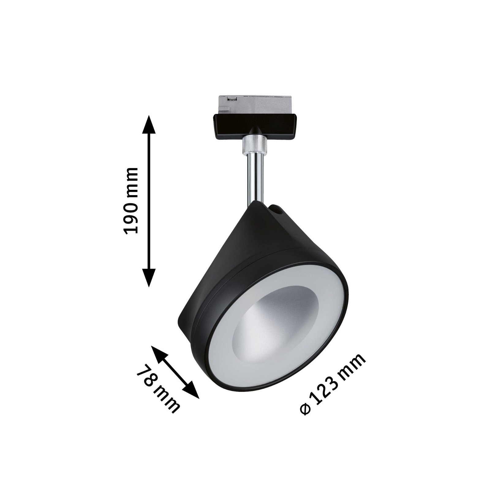 Paulmann Schienensystem-Leuchten »URail Schienenspot Arena 800lm 14W 2700K 230V Schwarz matt, Chrom«, Einzelspot, dimmbar