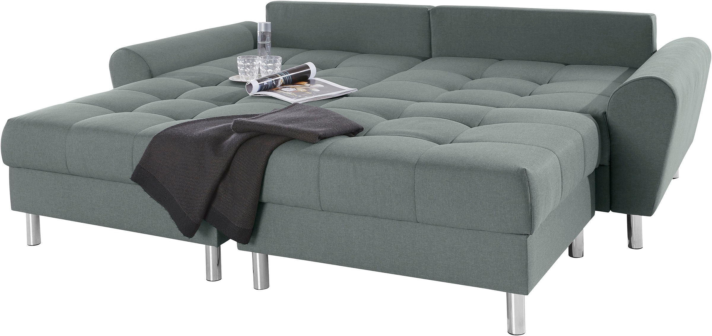 COLLECTION AB Ecksofa »Rada L-Form«, inklusive Hocker, Bettfunktion und Federkern