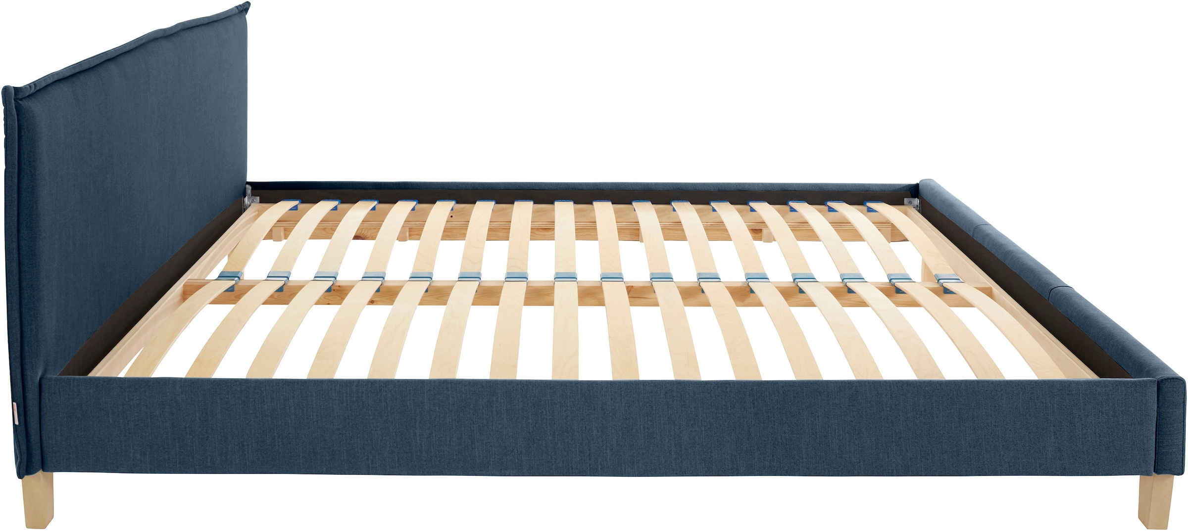 OTTO products Polsterbett »Heddi«, in 5 Breiten: von 90cm-200cm, Biese am Kopfteil, Strukturstoff