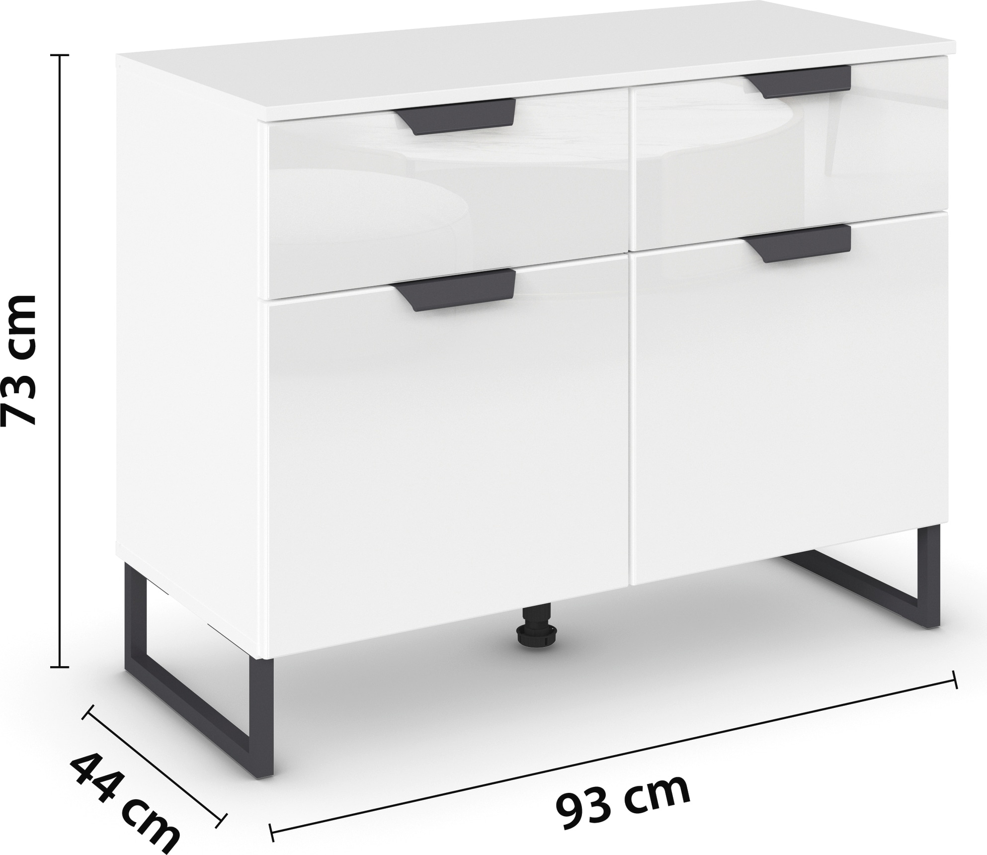 rauch Kombikommode »Modern by Aditio«, mit Glasfront und Kufenfuß, 2 Schubladen mit Softclose-Funktion