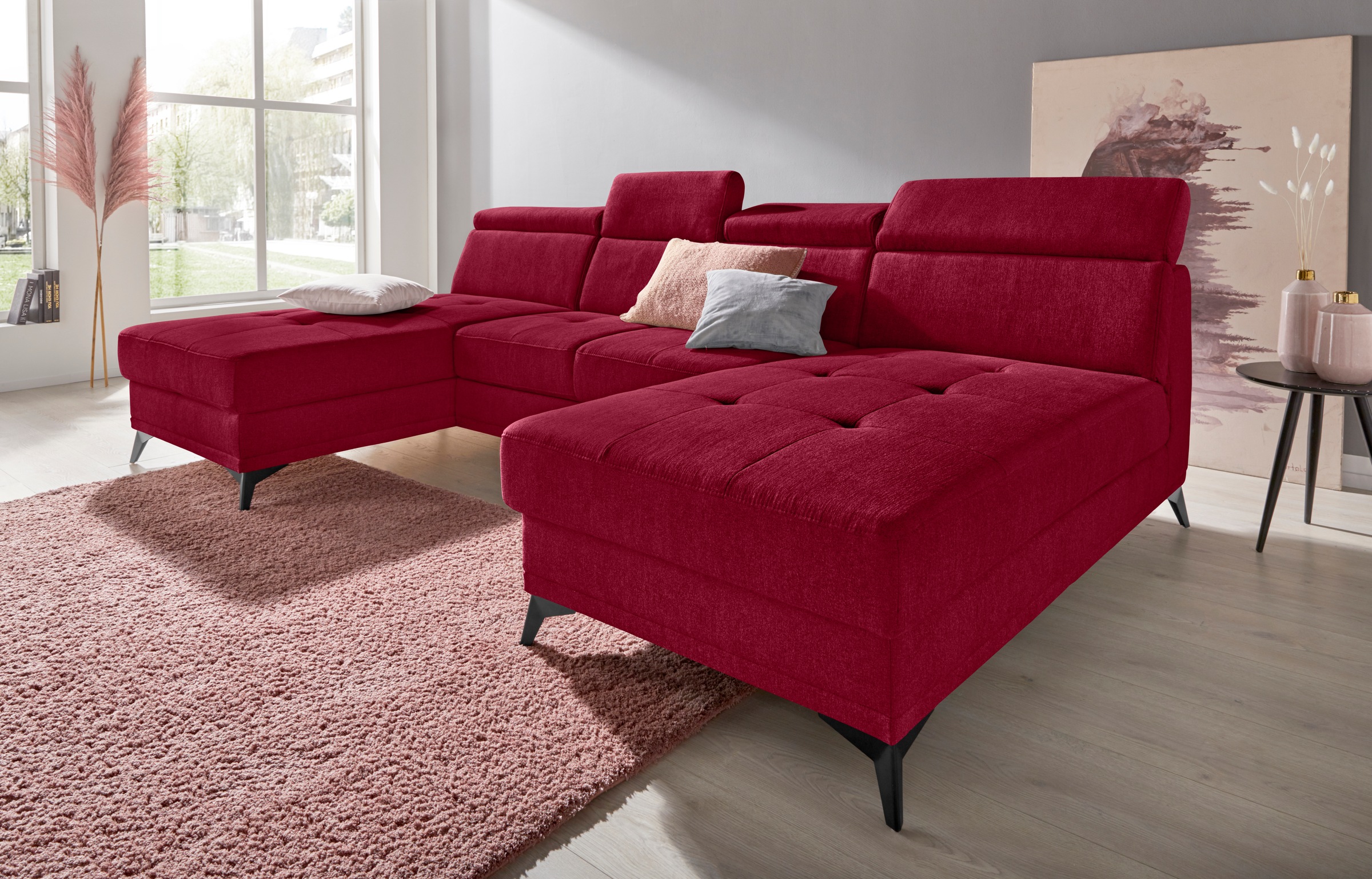 Home affaire Wohnlandschaft »Cardiz U-Form« inkl.Kopfteilverstellung und Fe günstig online kaufen