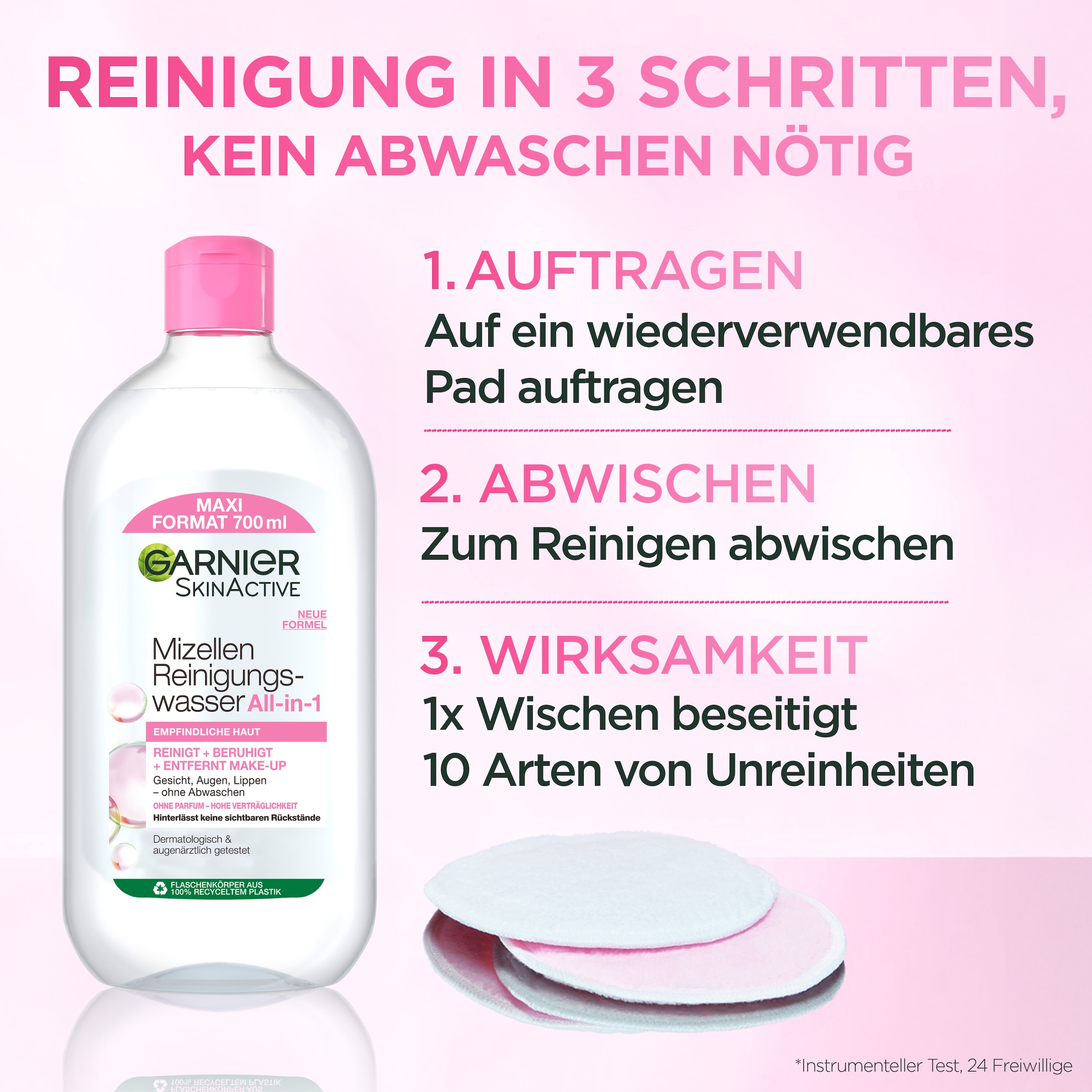 GARNIER Gesichtswasser »SKIN ACTIVE MIZELLEN REINIGUNGSWASSER ALL-IN-1« mit Mizellen-Technologie, parfümfrei