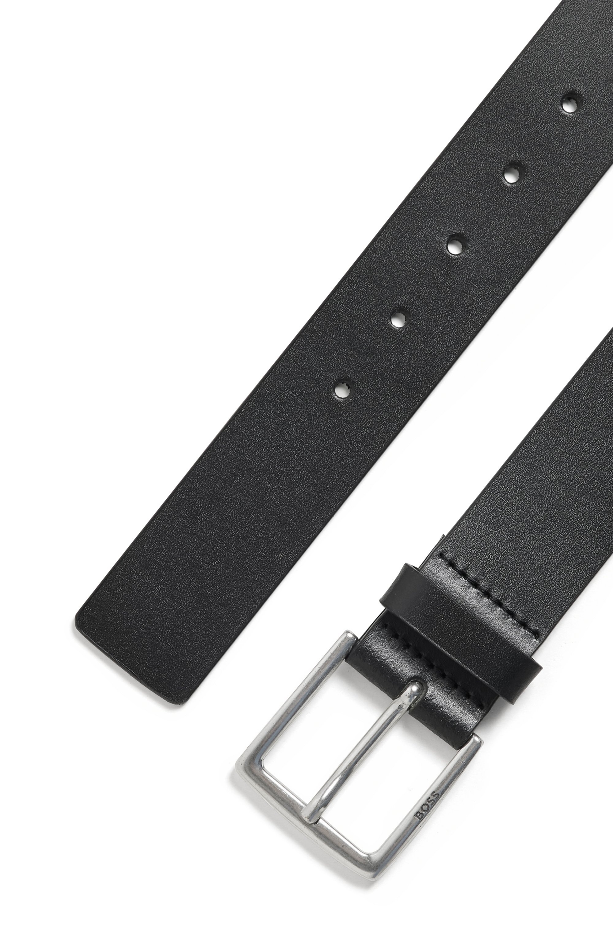 BOSS Ledergürtel »Rummi_Sz40«, aus italienischem Leder mit Metall-Details in Antik-Optik