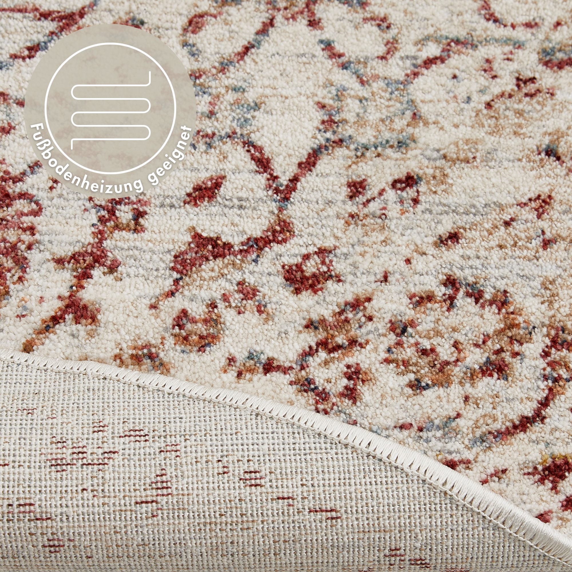 LUXOR living Teppich »Rocco«, rund, 11 mm Höhe, Vintage-Look, florales Design, Wohnzimmer, Schlafzimmer