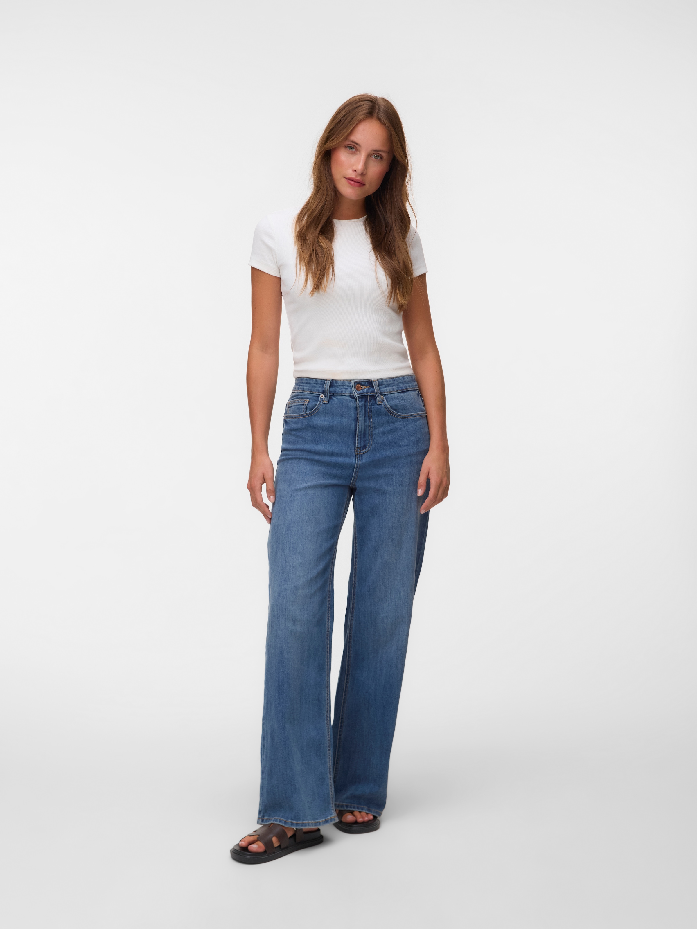 Vero Moda High-waist-Jeans »VMOLIVIA STRETCH HR WIDE JNS LI3182 NOOS« Baumwollmischung, high waist, wide fit