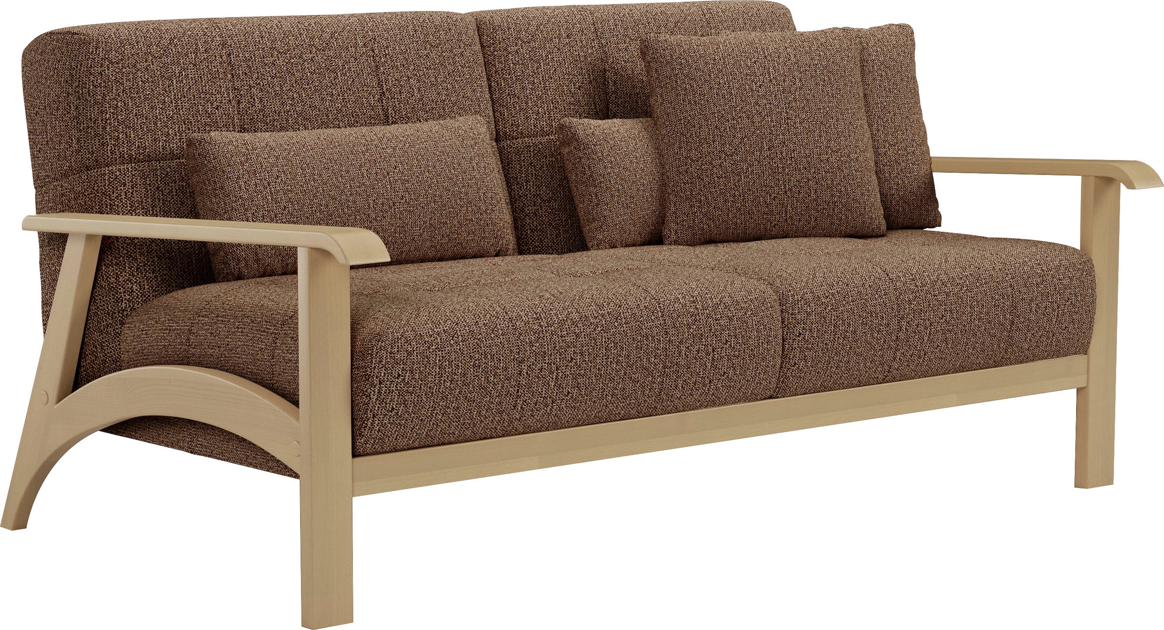 sit&more 2,5-Sitzer »Billund«, Armlehnen aus Buchenholz in natur, verschiedene Bezüge und Farben