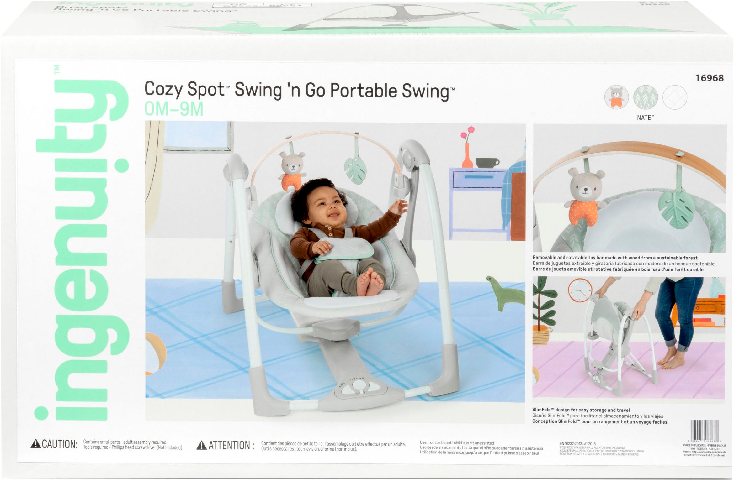 ingenuity Babywippe »Cozy Spot Swing 'n Go Portable Swing«, bis 9 kg, mit Sound-Effekt