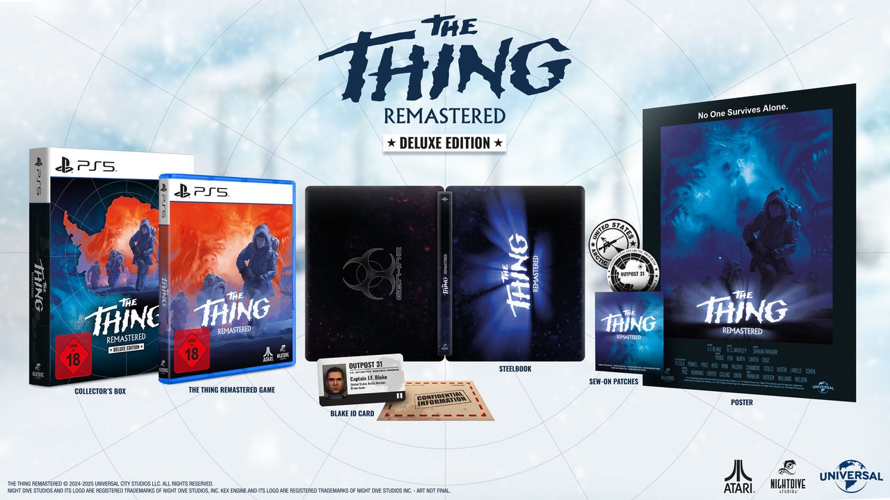 ATARI Spielesoftware »The Thing: Remastered - Deluxe Edition«, PlayStation 5, Sammlerbox mit exklusiven Inhalten u.a. Steelbook und 2 Aufnähpatches