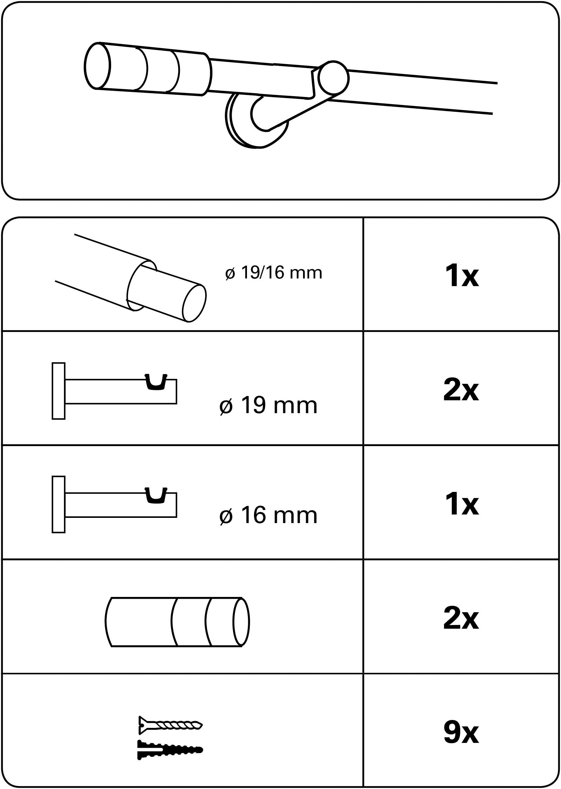 GARDINIA Gardinenstange »Set Metall«, 1 läufig-läufig, ausziehbar, 1-Lauf