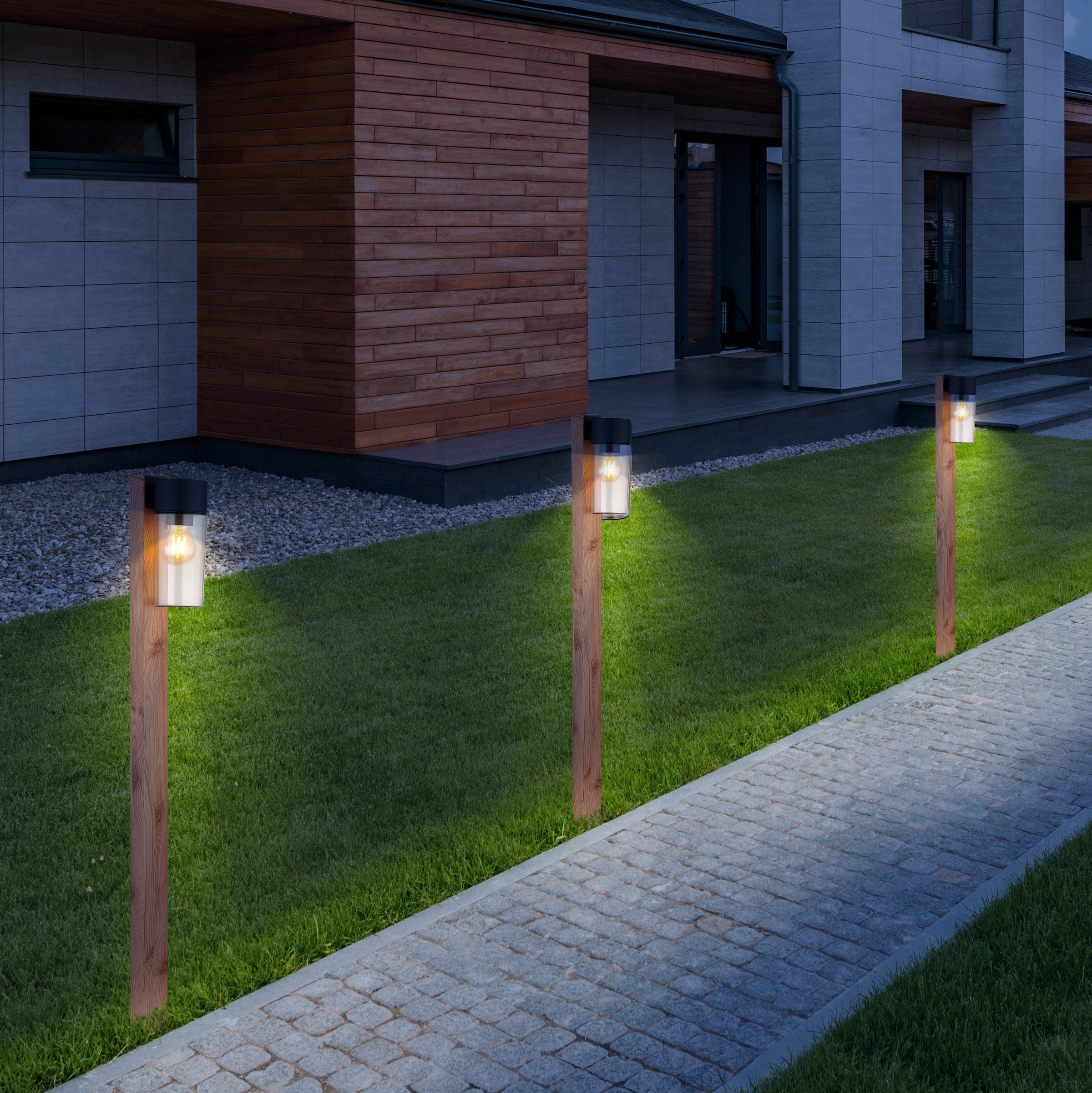 GLOBO LIGHTING Außen-Stehlampe »ETSI« E27 1 Stk. Außenleuchte für Garten & Terrasse Edelstahl