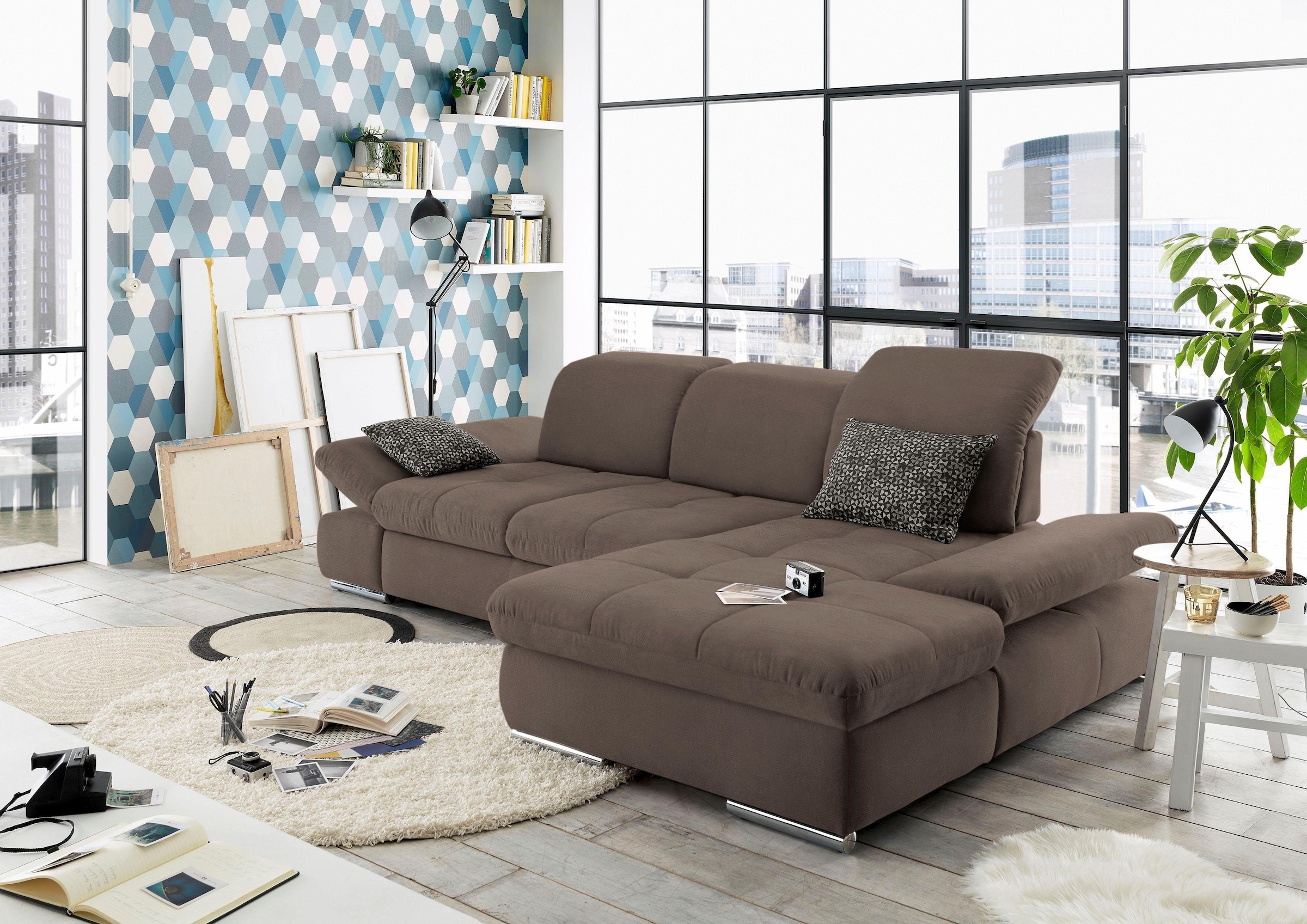 set one by Musterring Ecksofa »SO4100 V«, mit verstellbaren Kopfteilen, wah günstig online kaufen