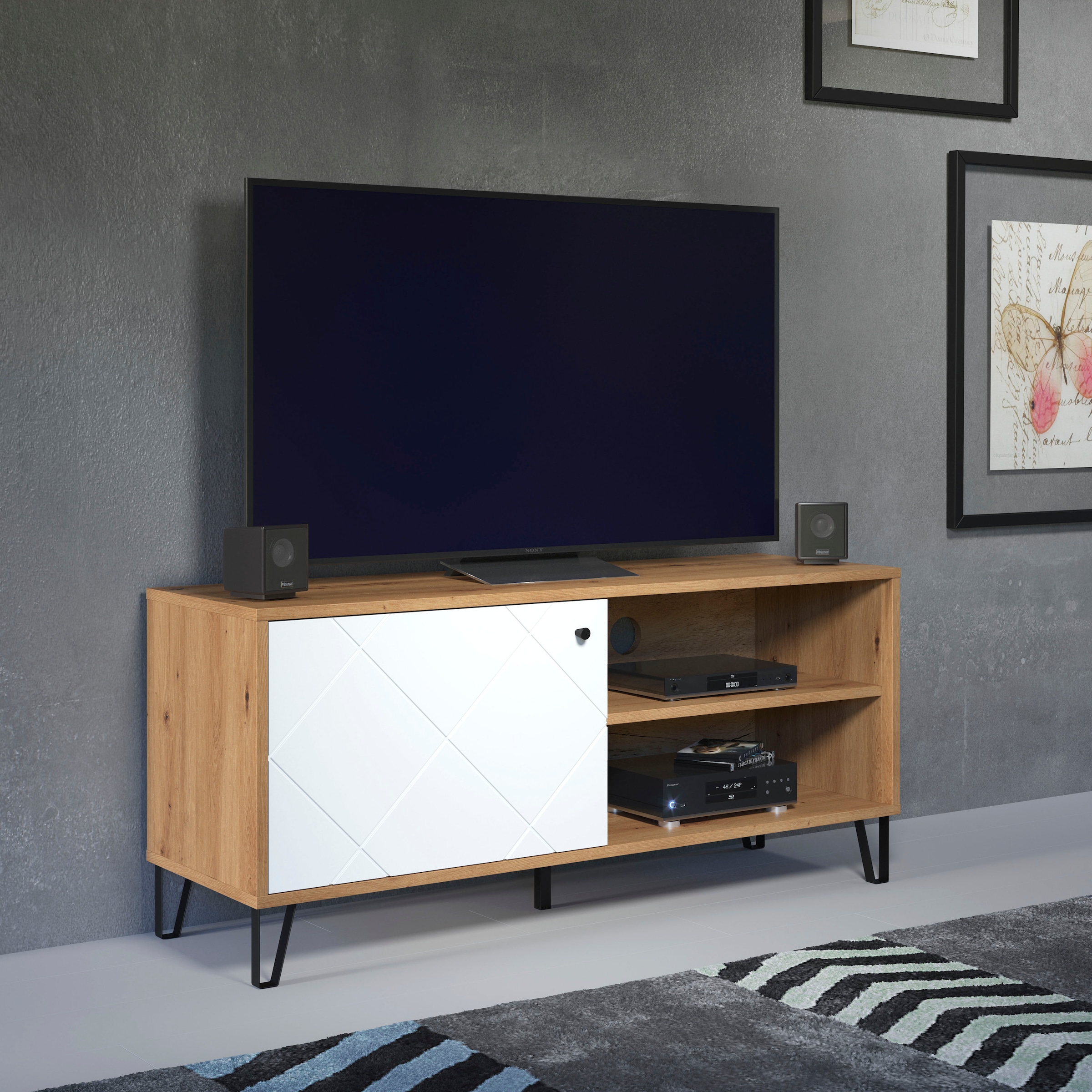 Home affaire Lowboard »Tarragona TV-Kommode« TV-Unterteil mit 1 Tür & 2 Fächern - (B/T/H) 123/40/56 cm