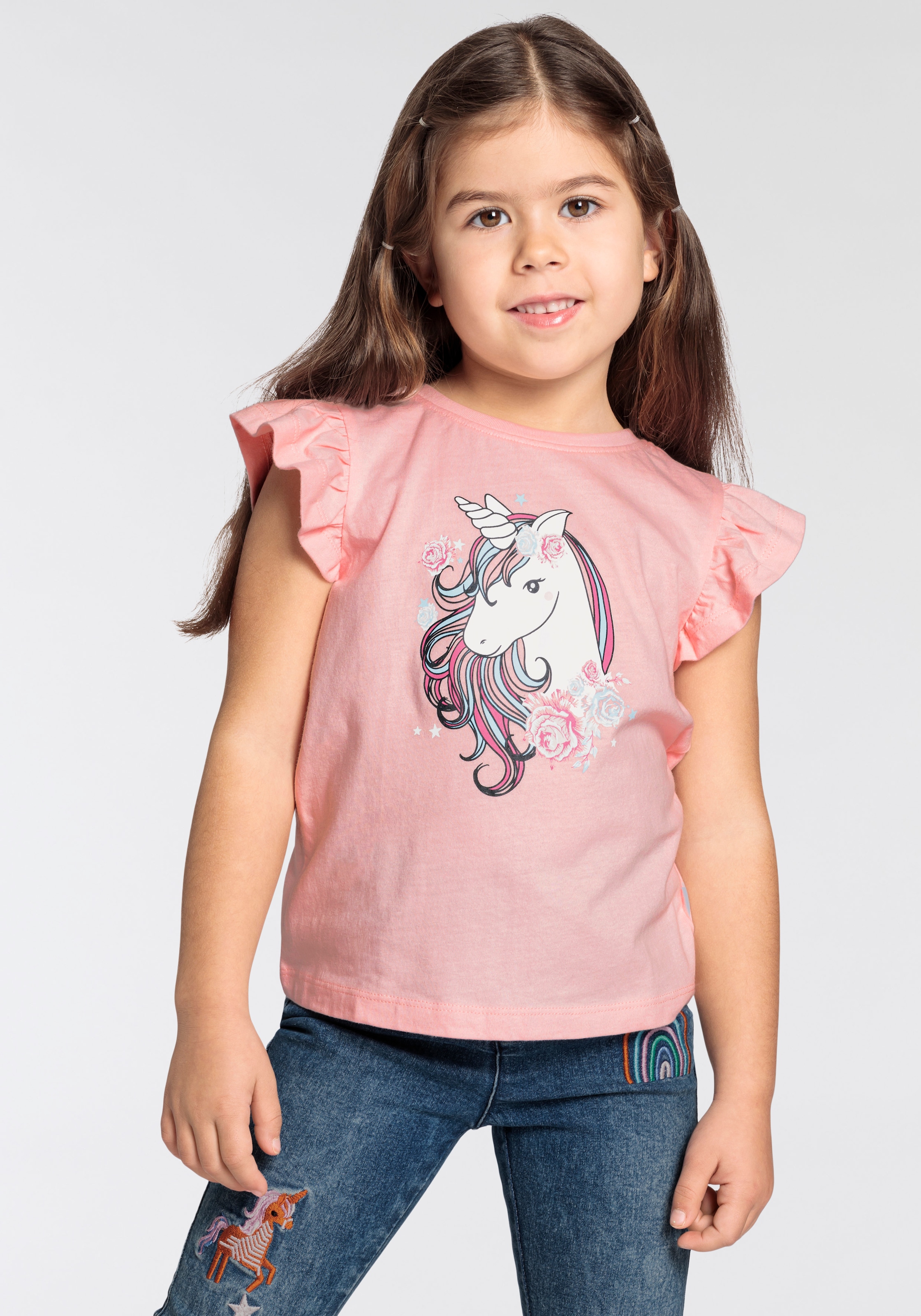 KIDSWORLD T-Shirt »für kleine Mädchen«, mit Einhorn Druck