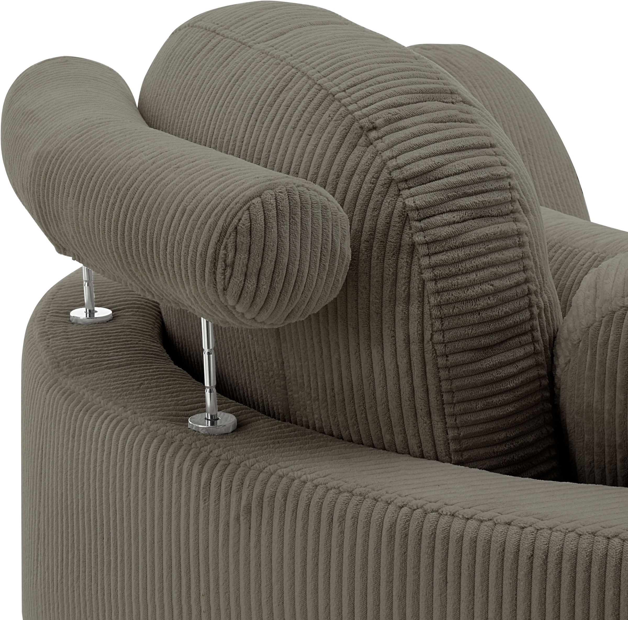 OTTO home Loveseat »Riko Sessel, B: 110 cm, Sitzhöhe: 44 cm« XXL- Sessel, mit Stauraumhocker, Rückenstütze & 4 Zierkissen