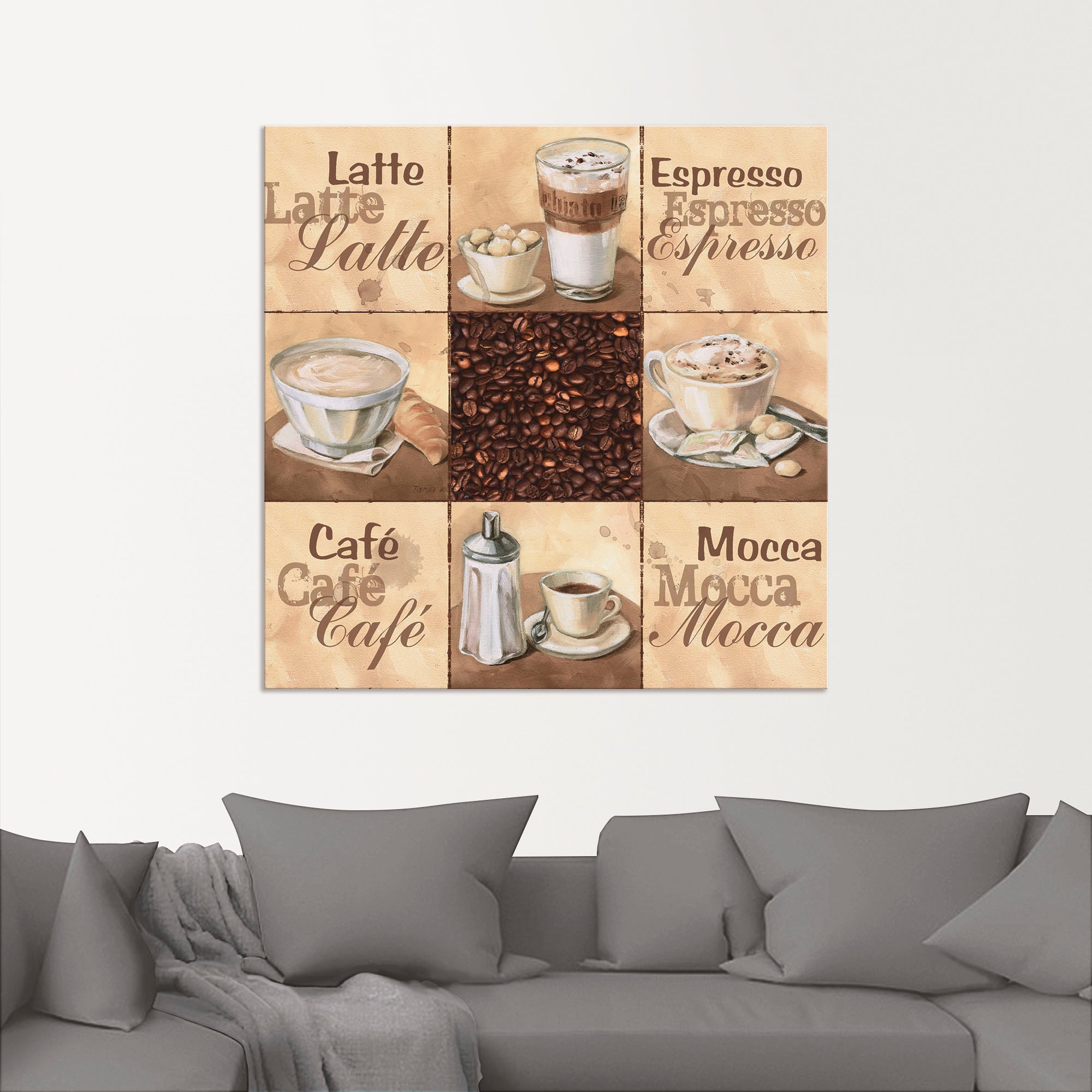 Artland Wandbild »Kaffee Collage II«, Getränke, (1 St.), als Alubild, Outdoorbild, Leinwandbild, Wandaufkleber, versch. Größen